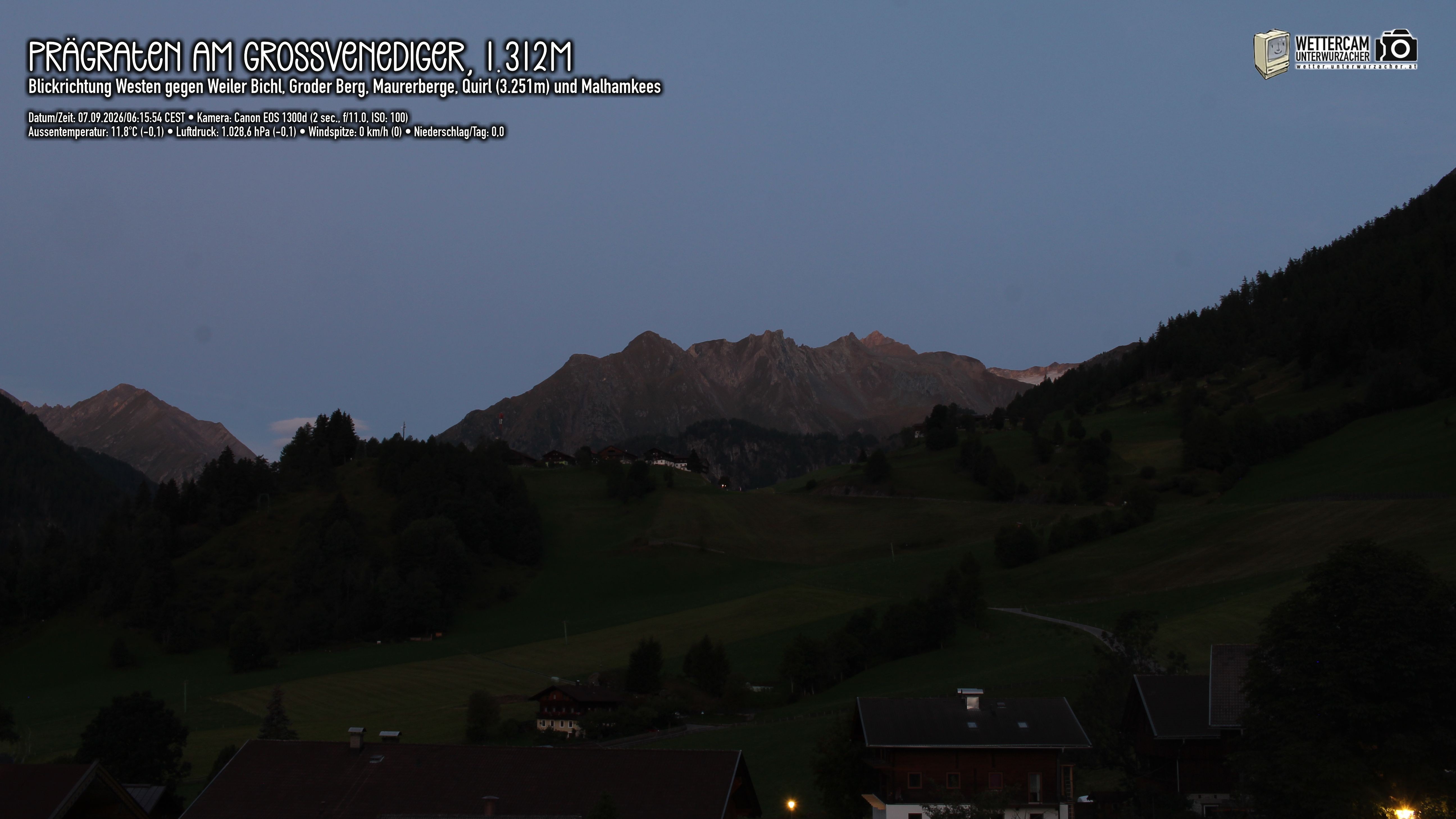 Archiv Foto Webcam Prägraten am Großvenediger - Dorf Bichl und Maurer Berge