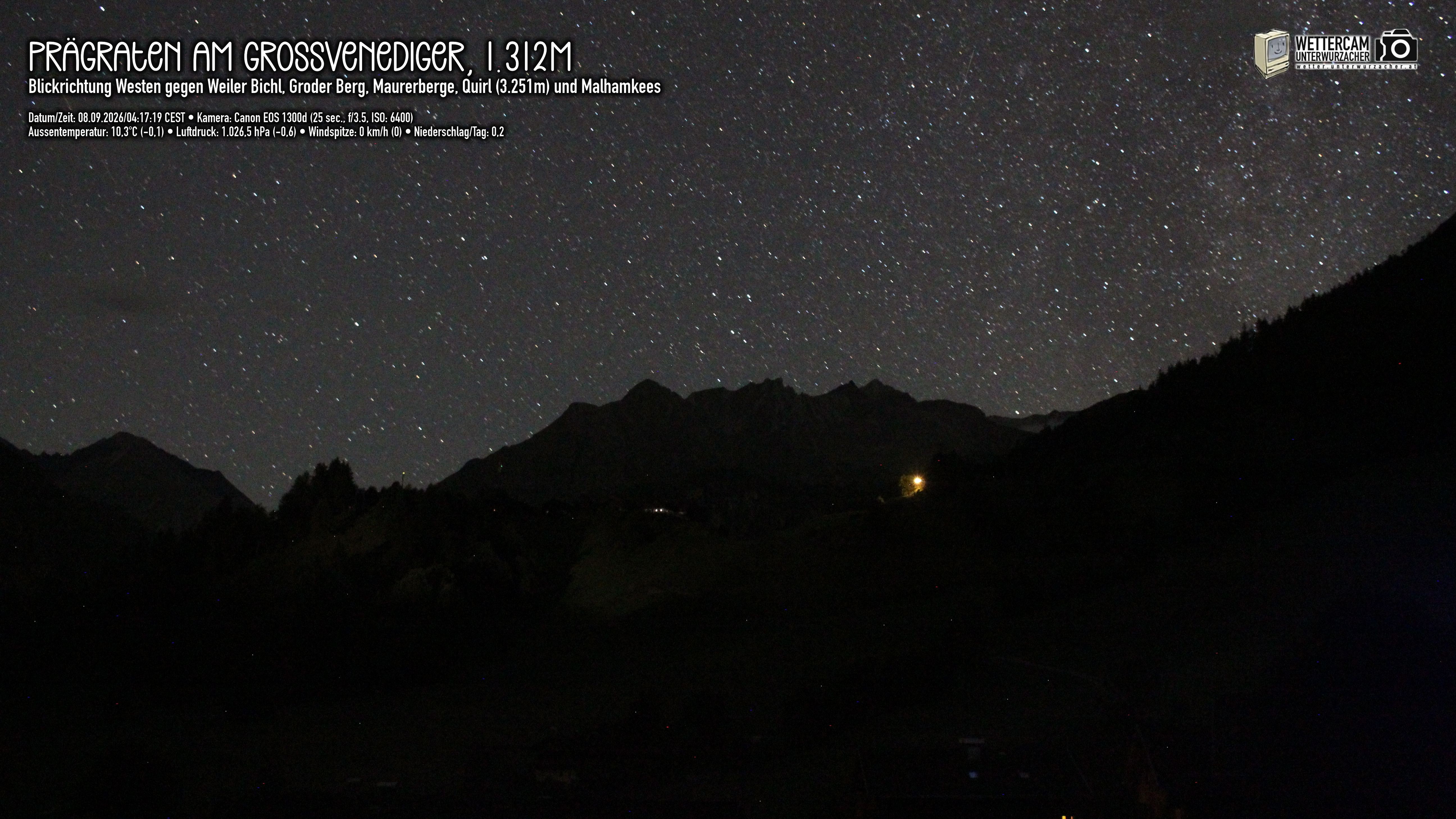 Archiv Foto Webcam Prägraten am Großvenediger - Dorf Bichl und Maurer Berge