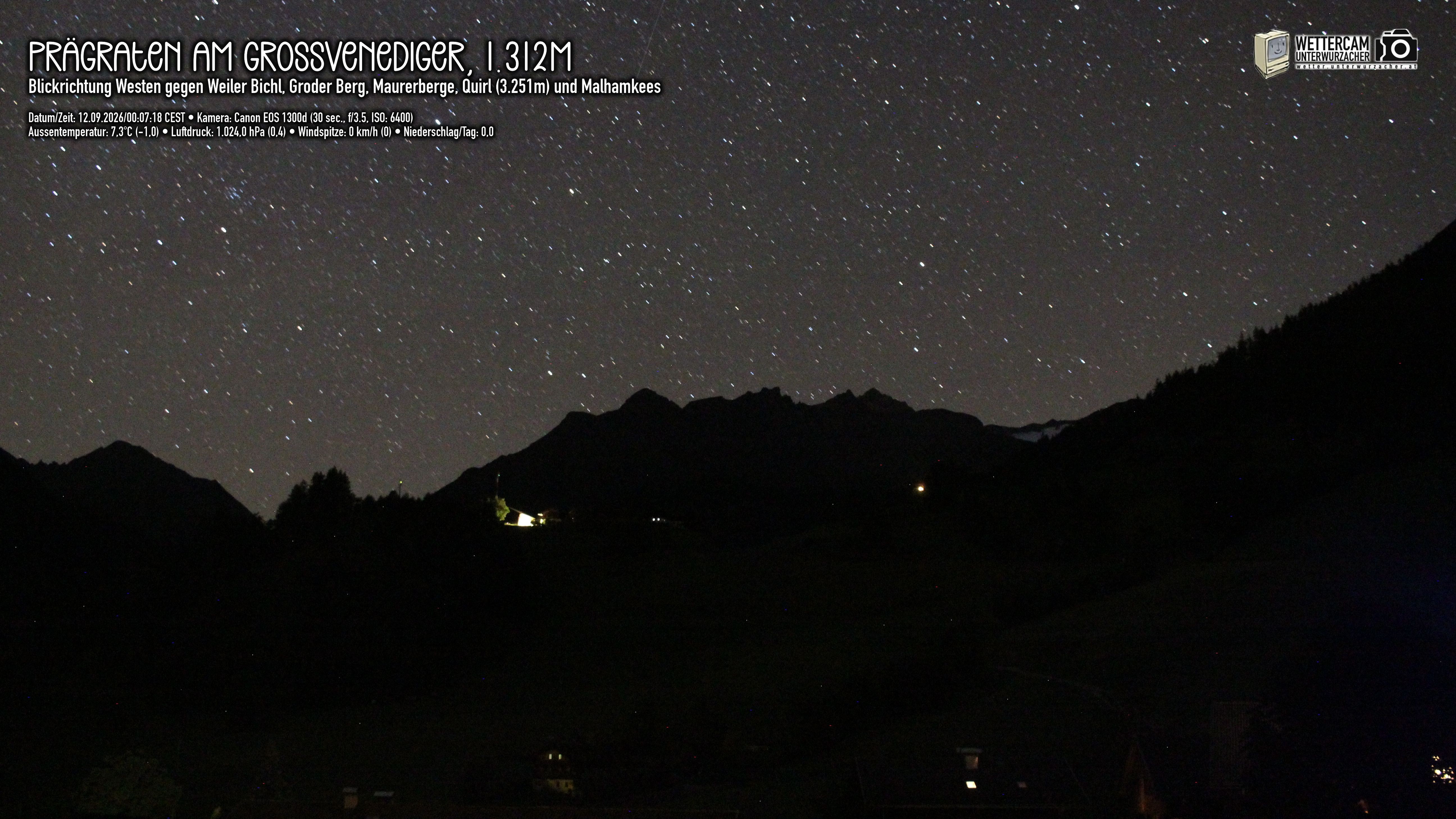 Archiv Foto Webcam Prägraten am Großvenediger - Dorf Bichl und Maurer Berge