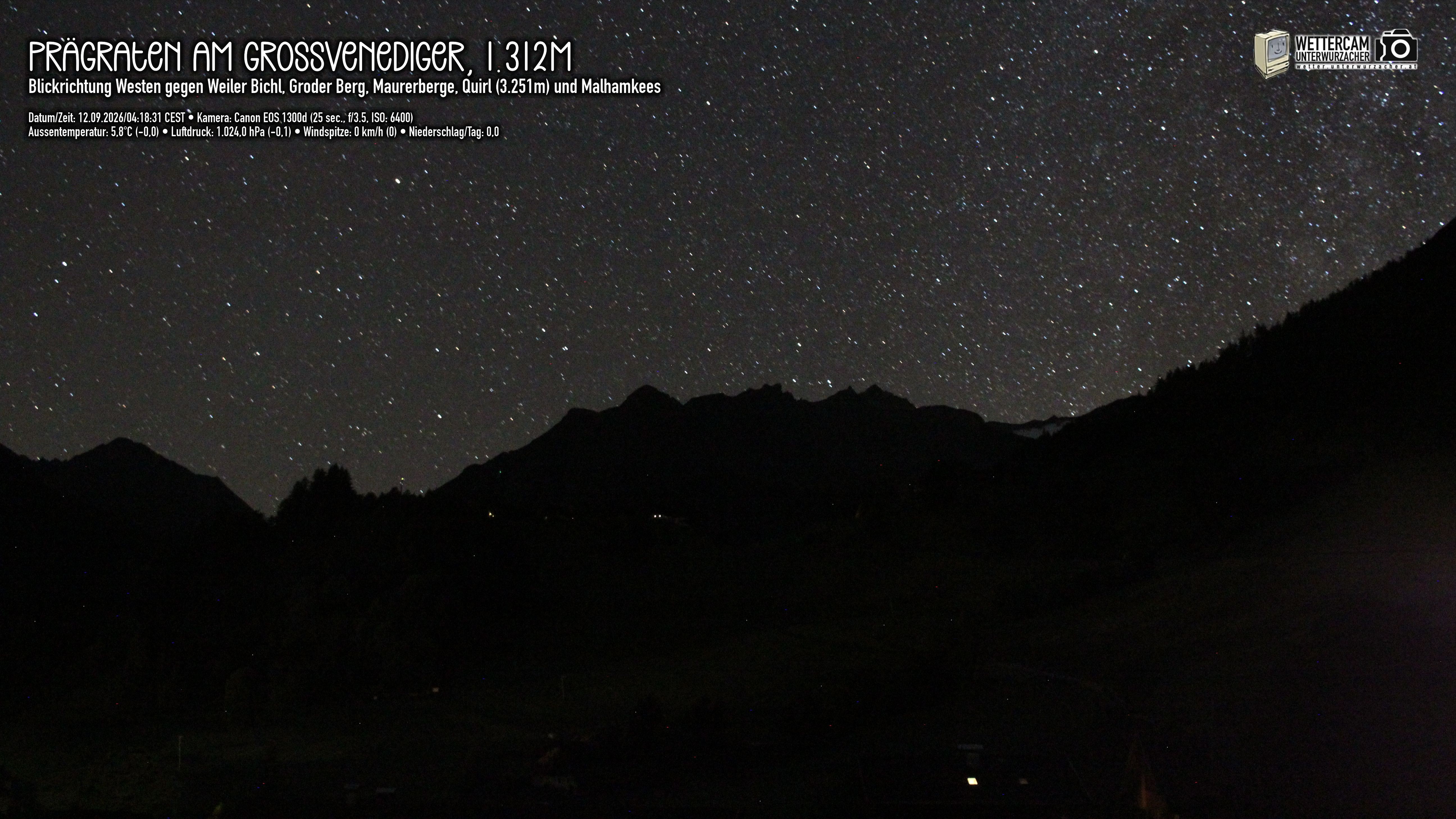 Archiv Foto Webcam Prägraten am Großvenediger - Dorf Bichl und Maurer Berge