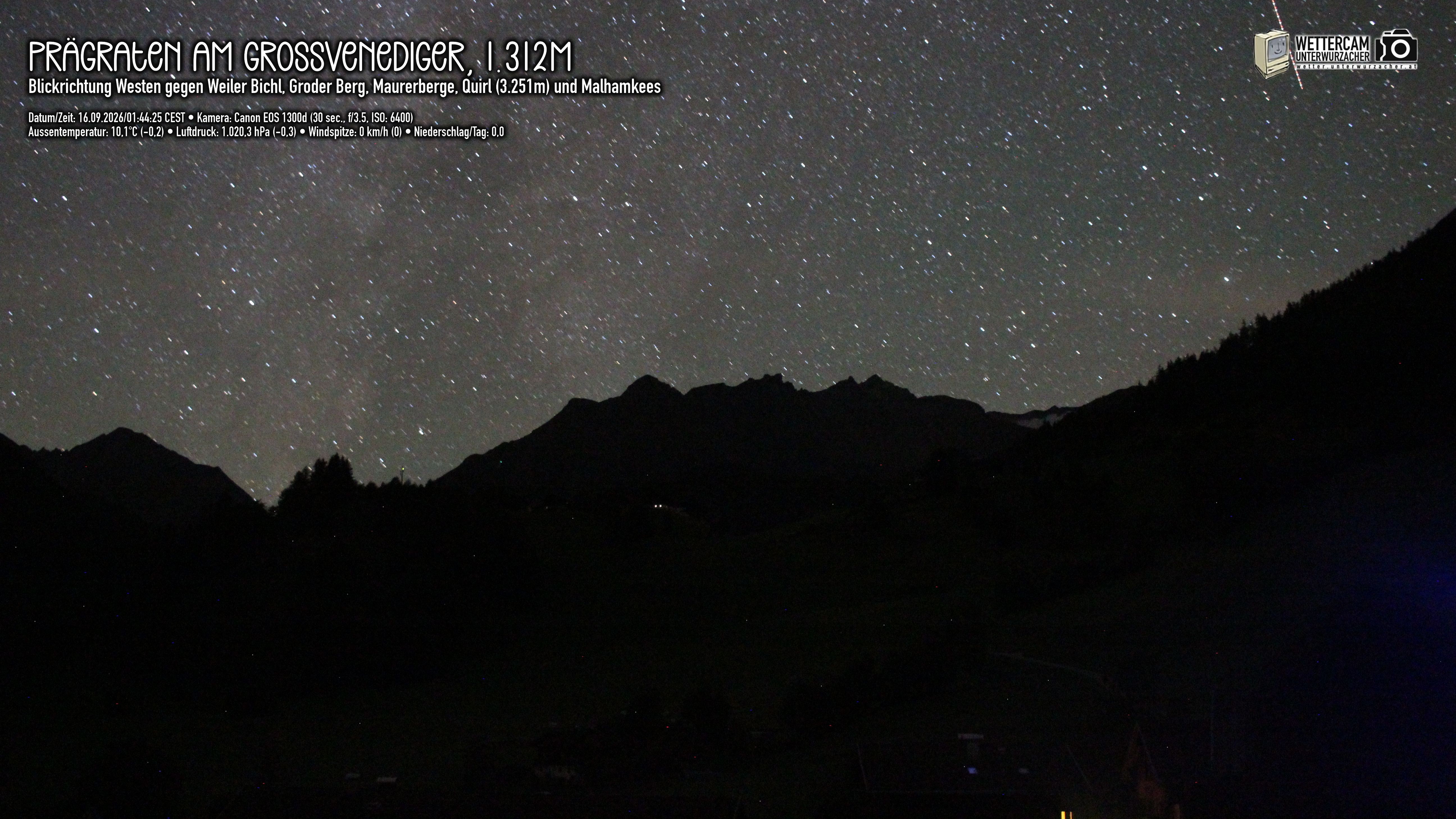 Archived image Webcam Prägraten am Großvenediger - Maurer Berge
