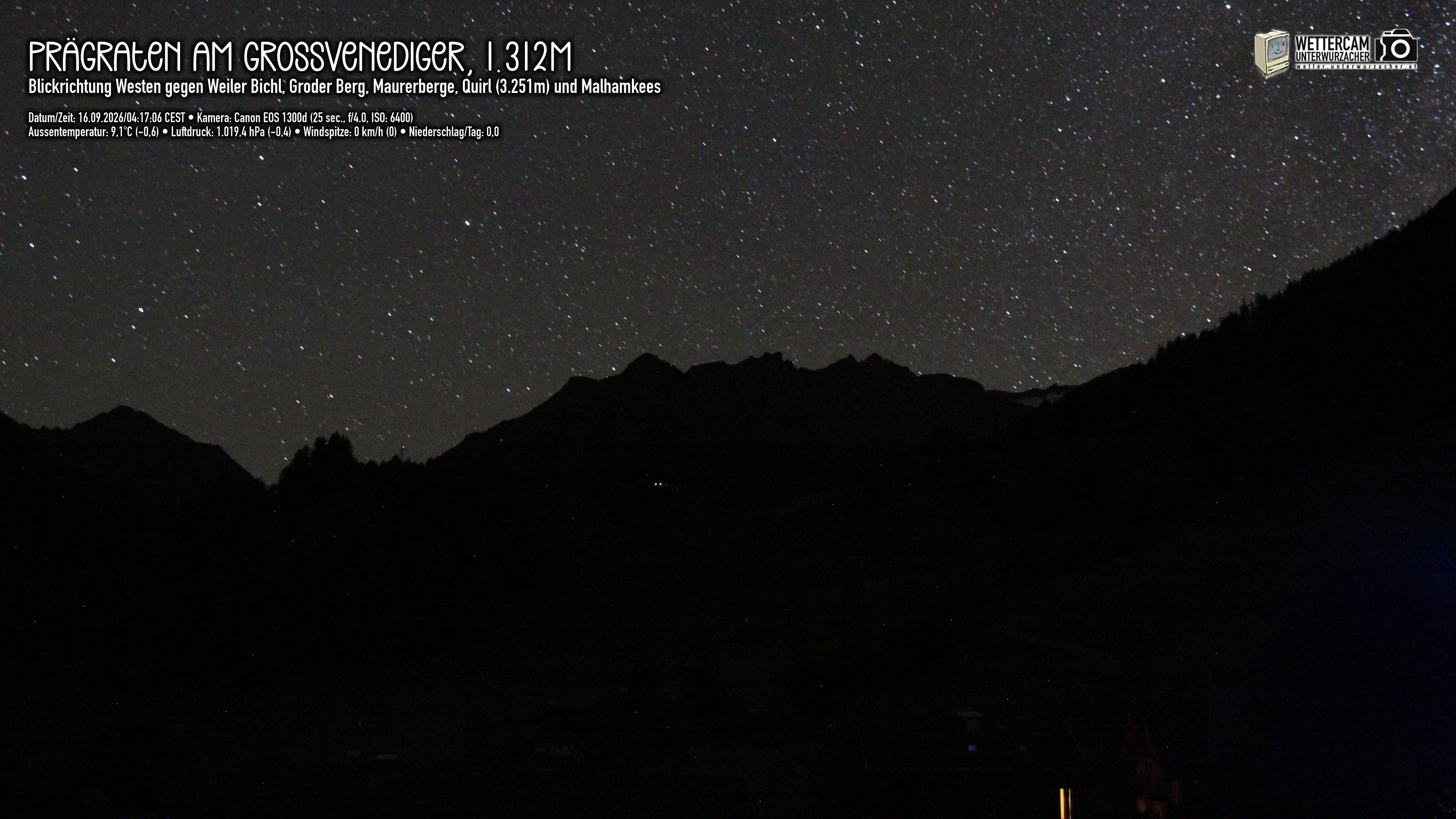 Archived image Webcam Prägraten am Großvenediger - Maurer Berge
