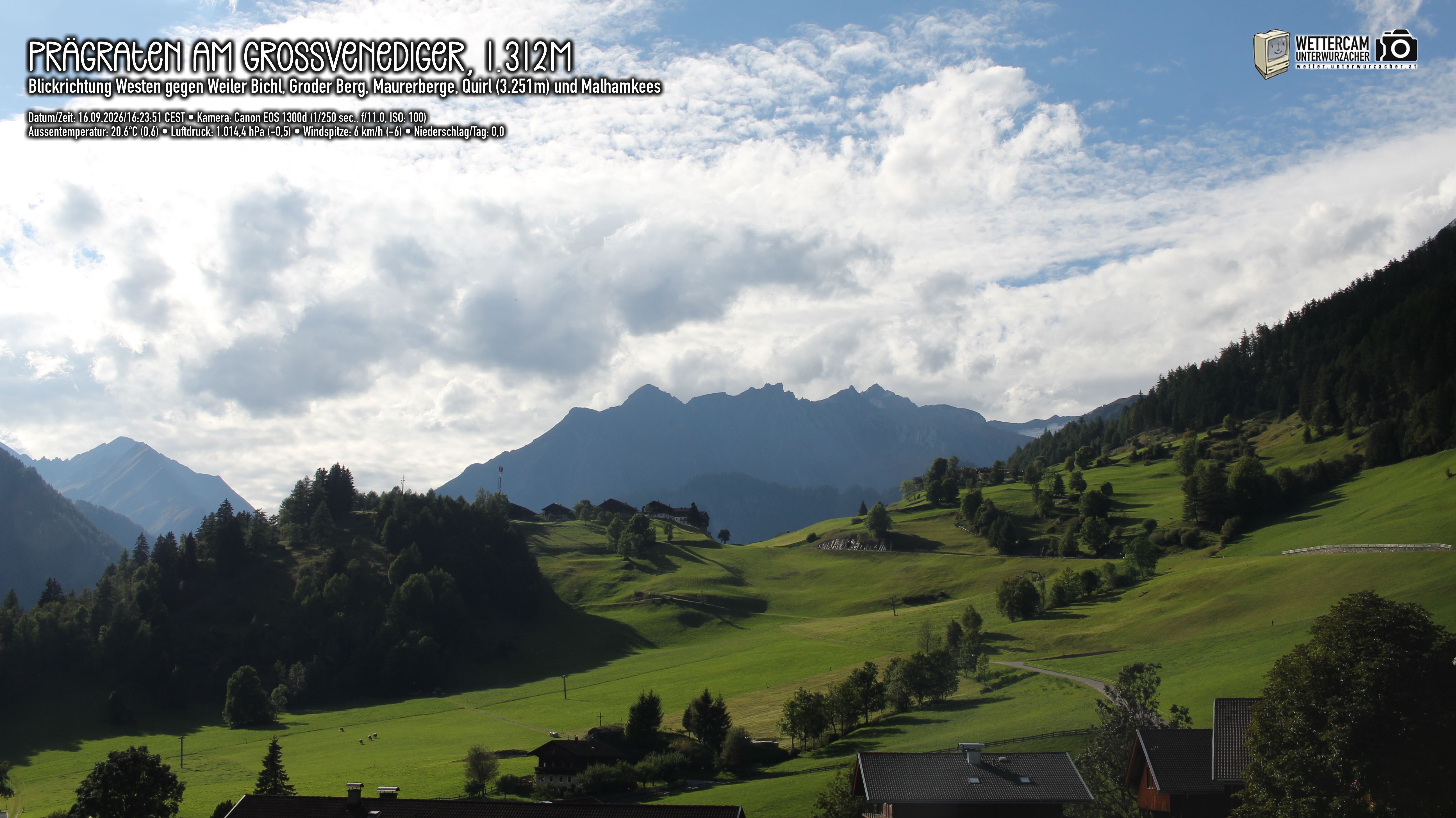 Archived image Webcam Prägraten am Großvenediger - Maurer Berge
