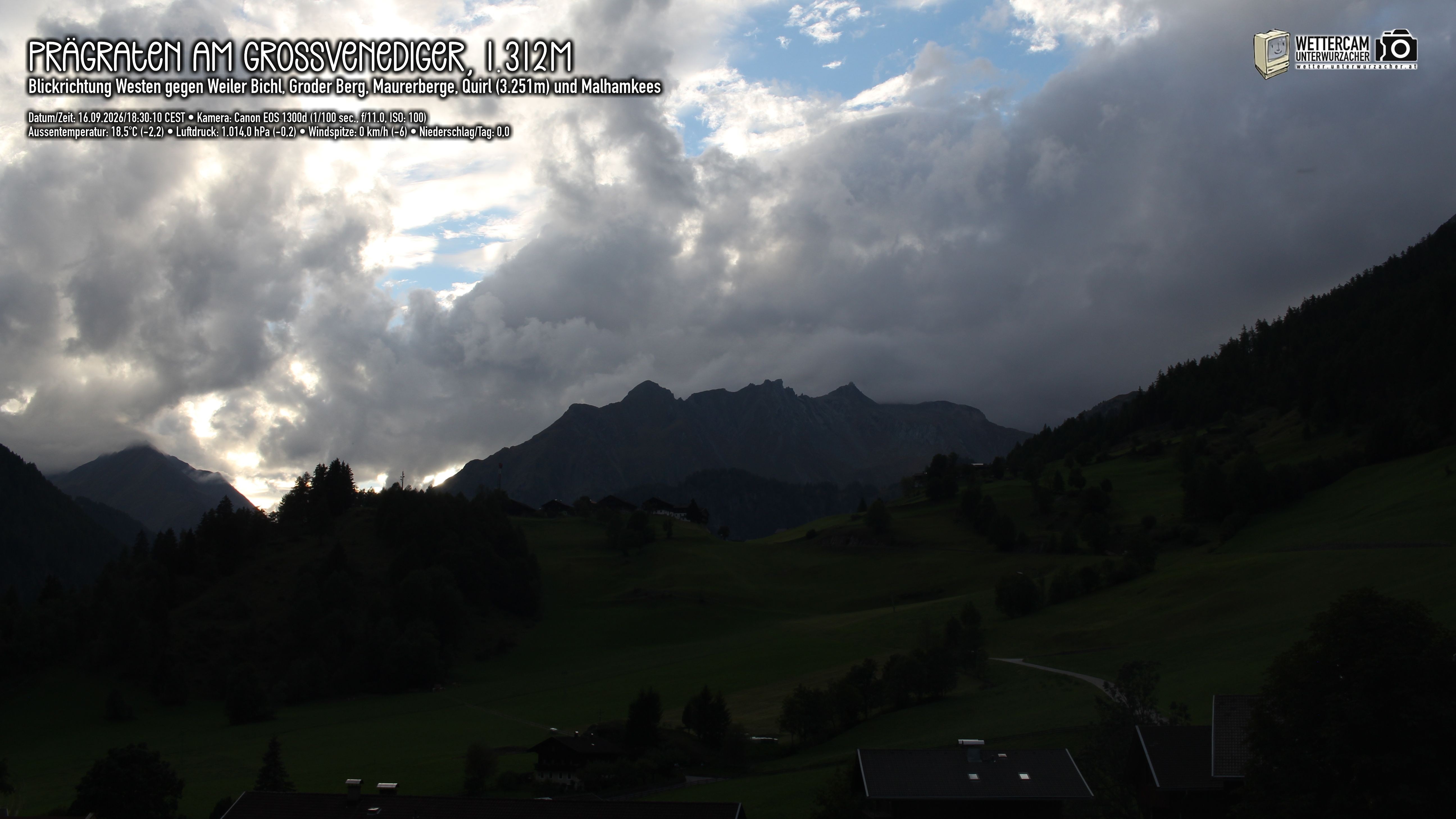 Archived image Webcam Prägraten am Großvenediger - Maurer Berge