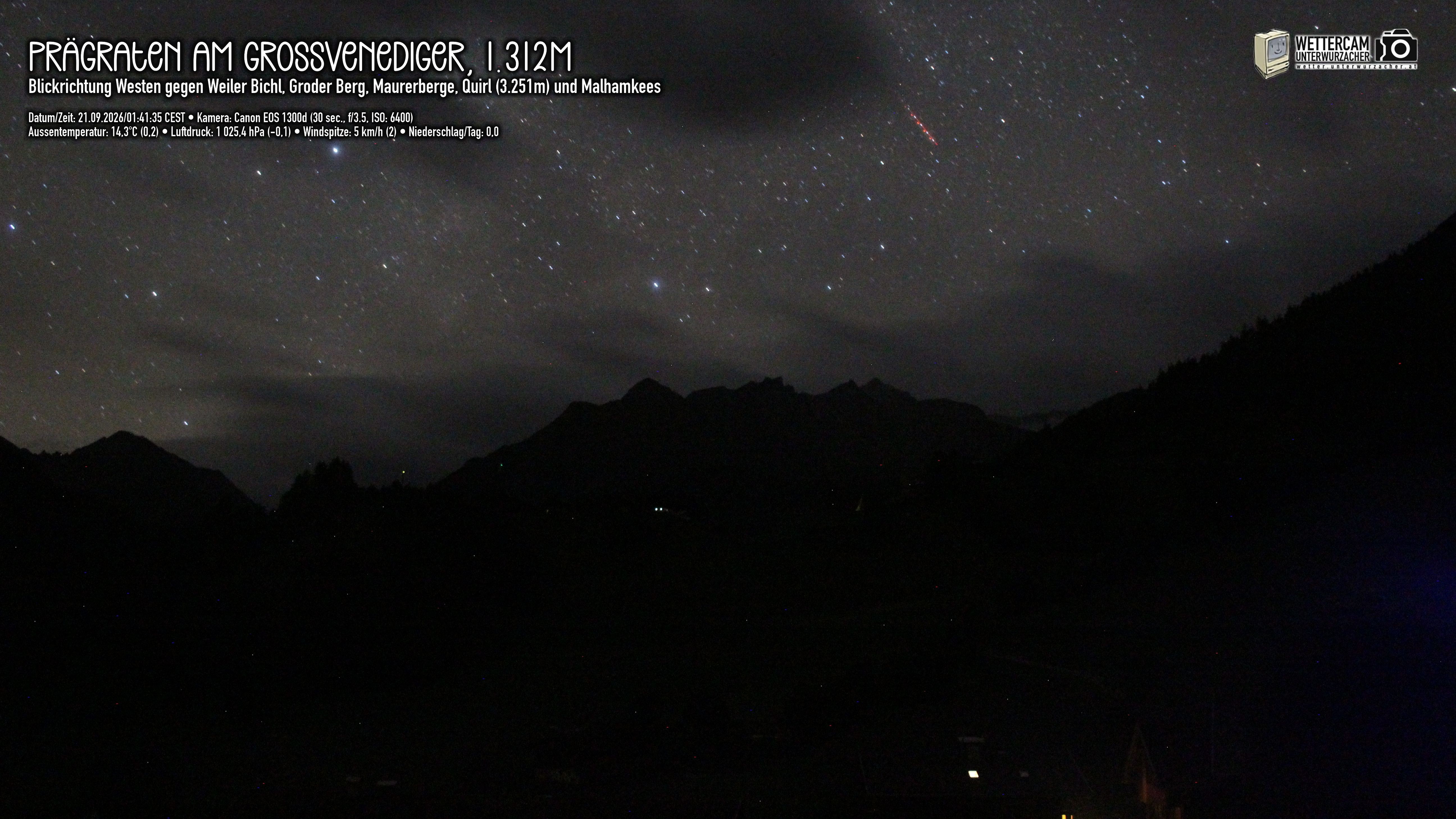 Archiv Foto Webcam Prägraten am Großvenediger - Dorf Bichl und Maurer Berge