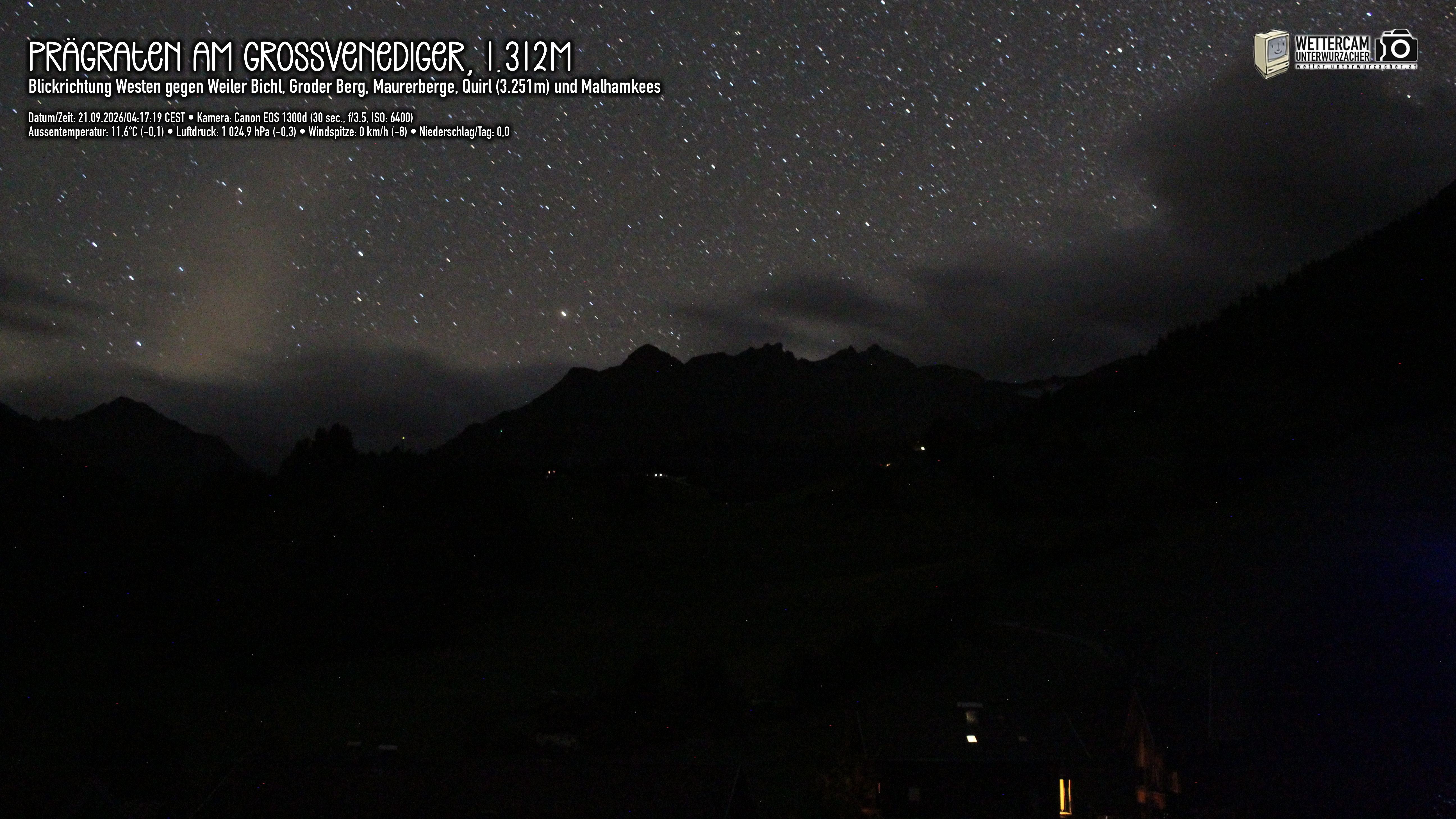 Archiv Foto Webcam Prägraten am Großvenediger - Dorf Bichl und Maurer Berge