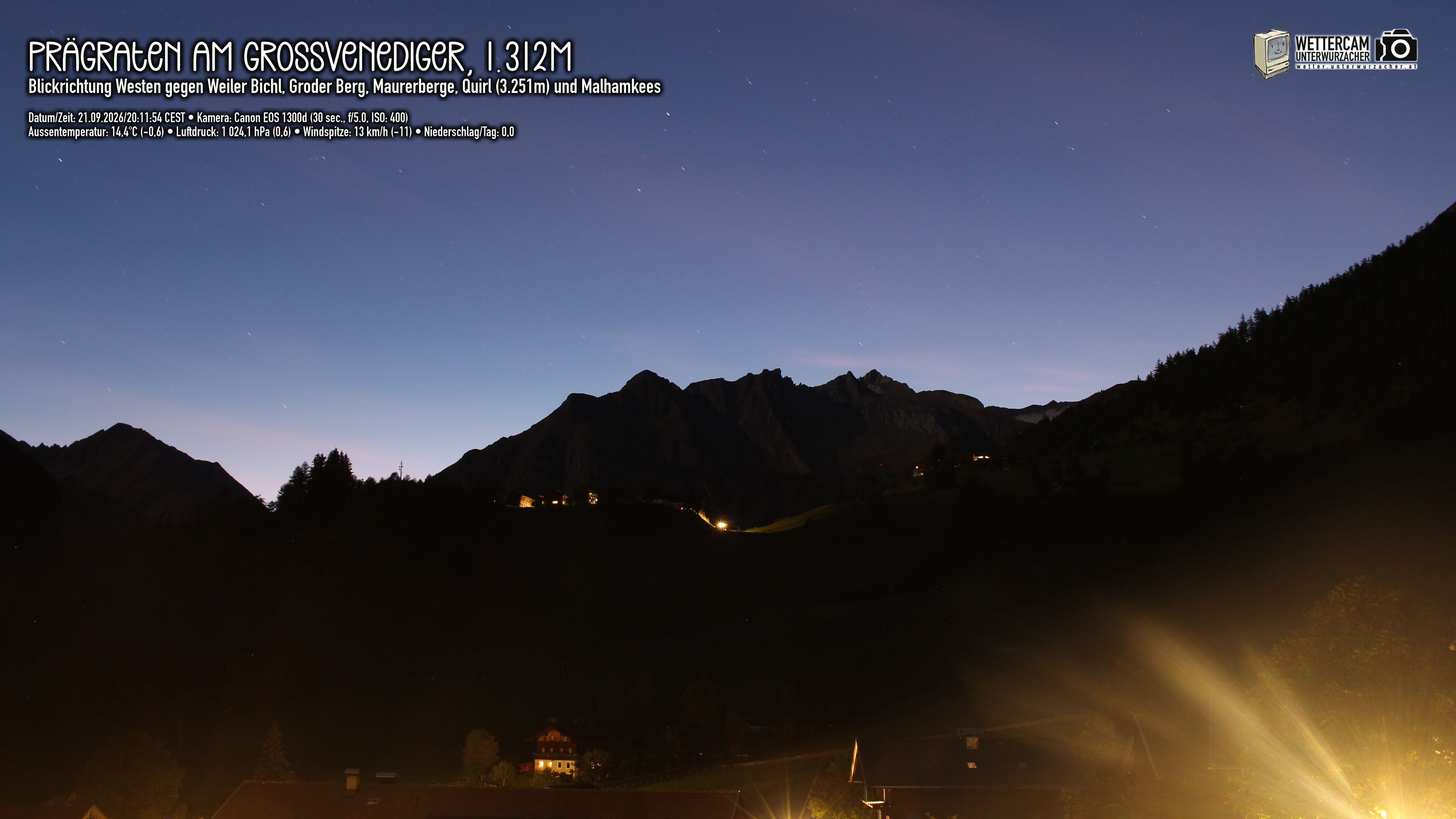 Archiv Foto Webcam Prägraten am Großvenediger - Dorf Bichl und Maurer Berge