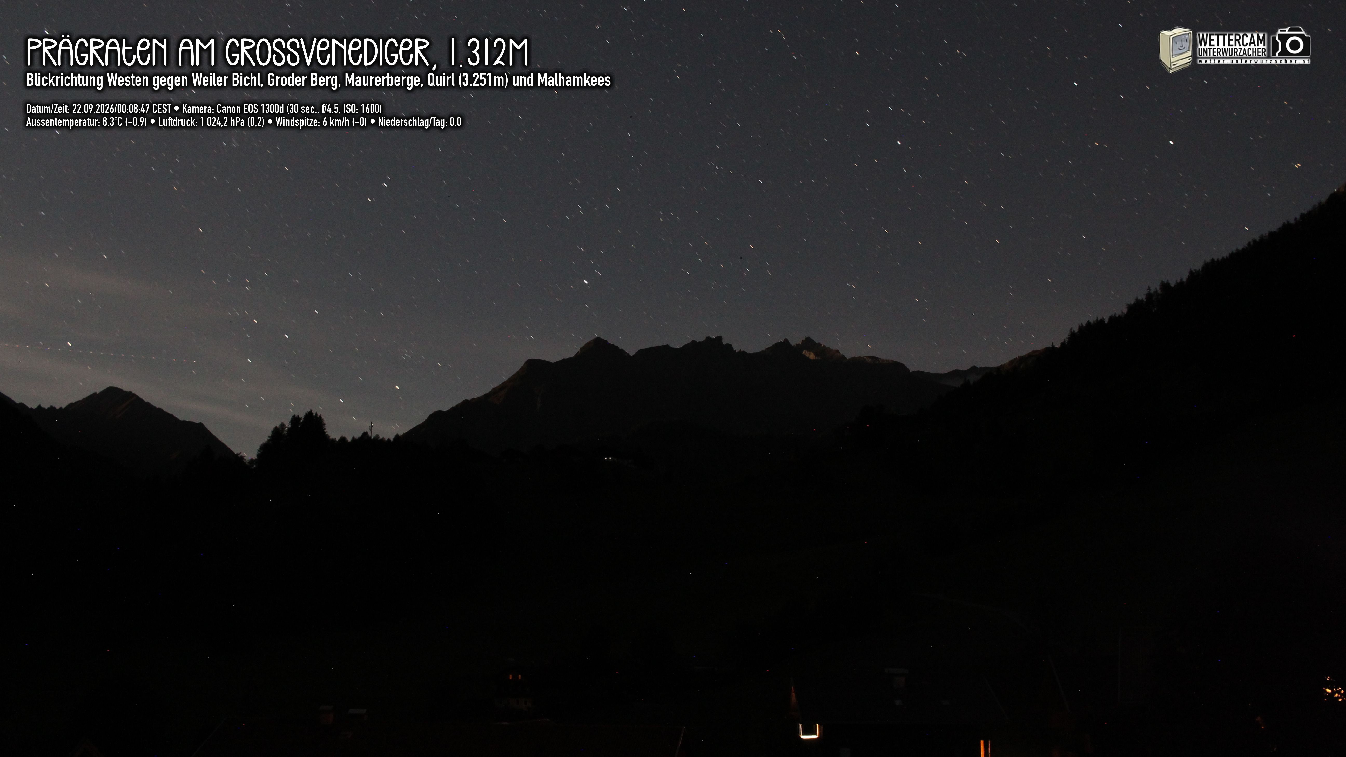 Archiv Foto Webcam Prägraten am Großvenediger - Dorf Bichl und Maurer Berge