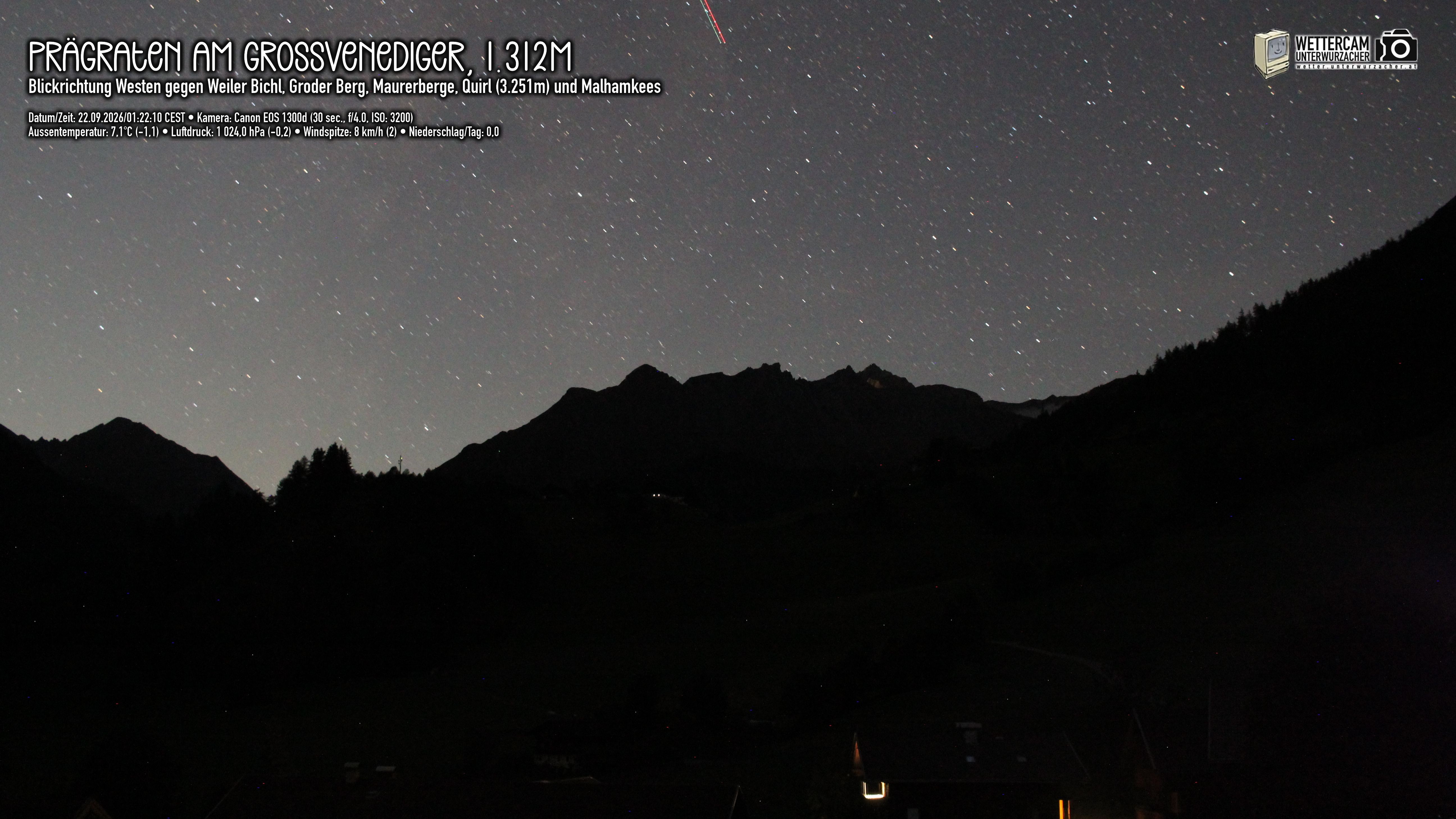 Archiv Foto Webcam Prägraten am Großvenediger - Dorf Bichl und Maurer Berge