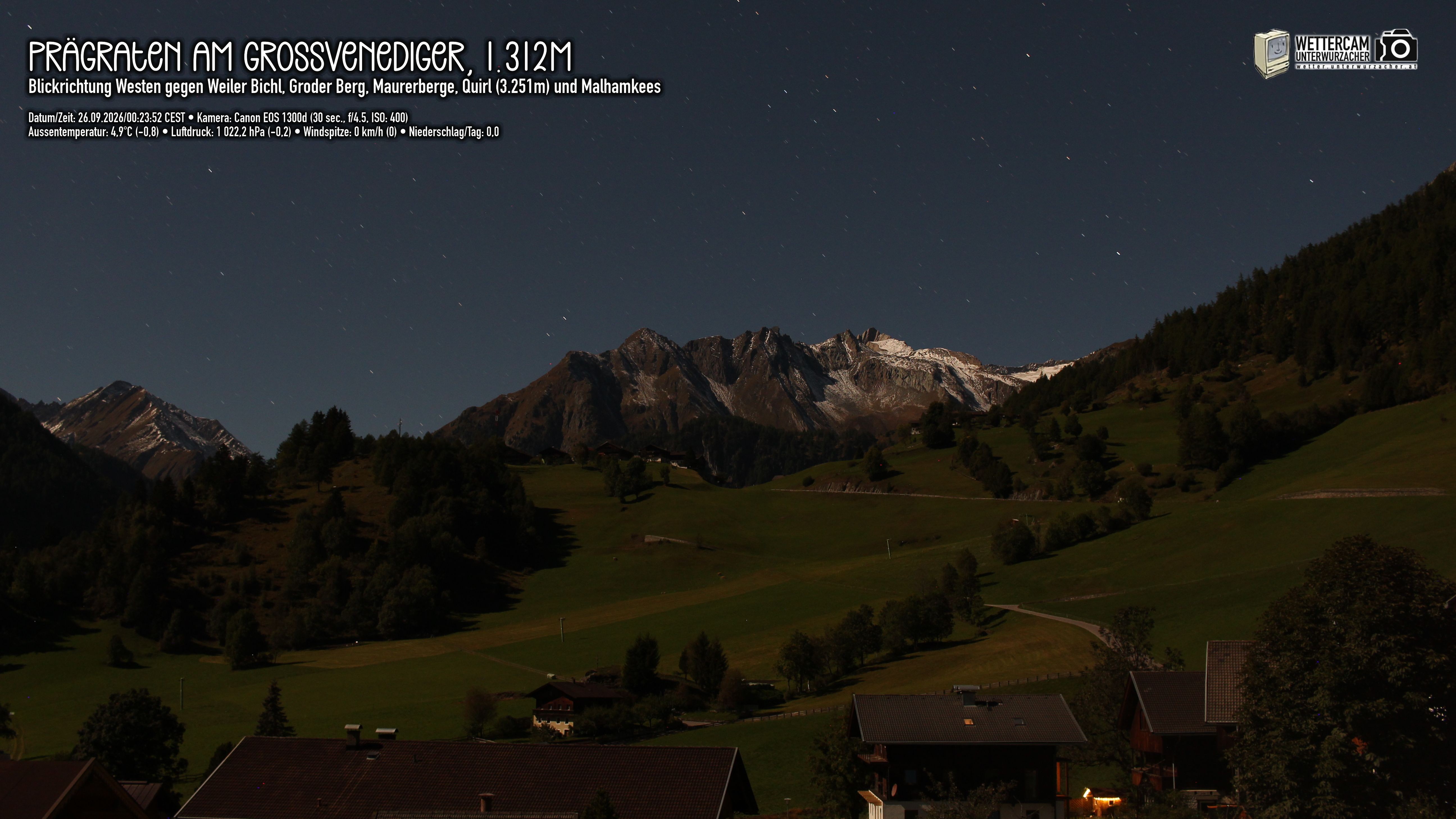 Archiv Foto Webcam Prägraten am Großvenediger - Dorf Bichl und Maurer Berge
