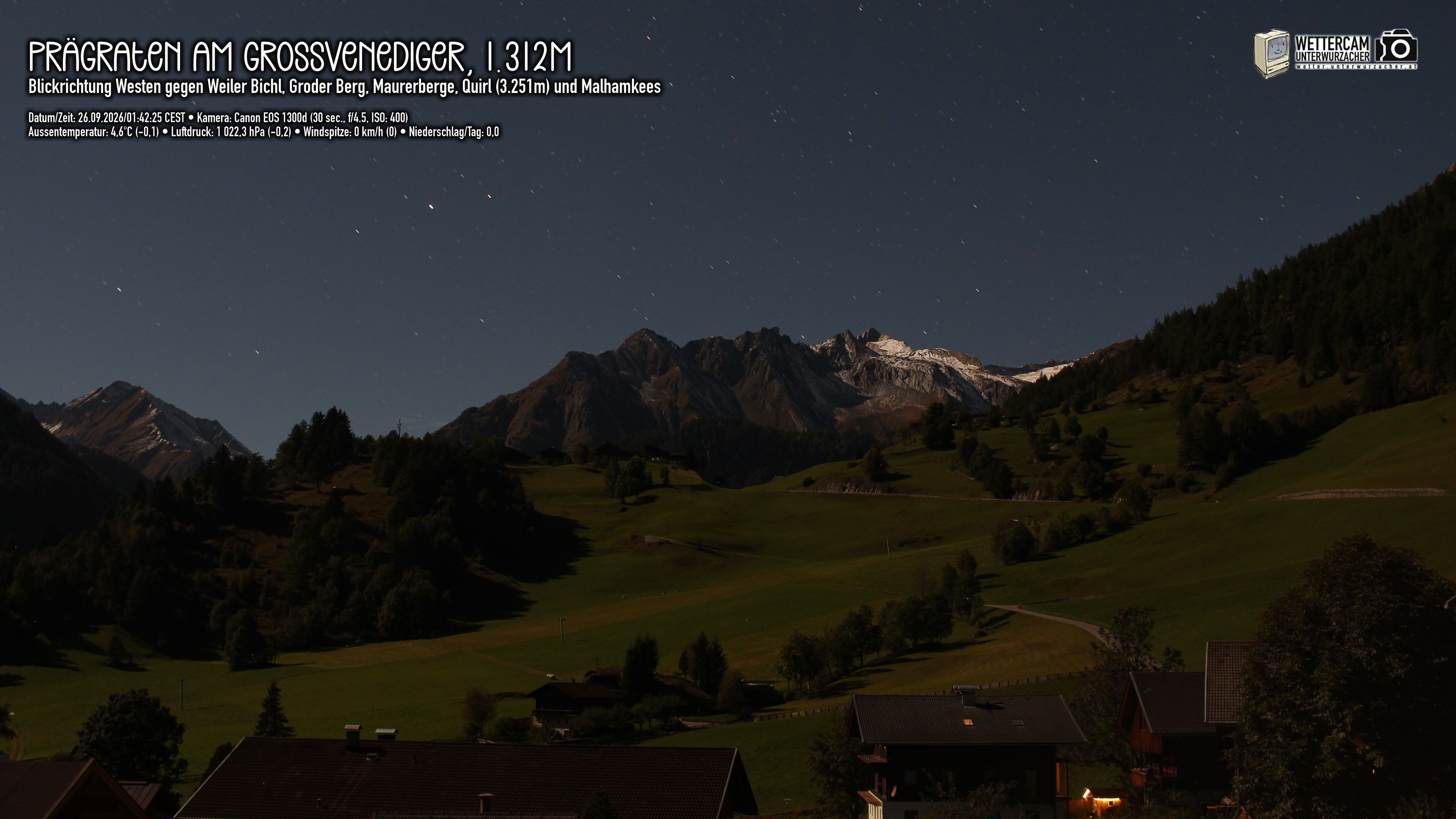 Archiv Foto Webcam Prägraten am Großvenediger - Dorf Bichl und Maurer Berge