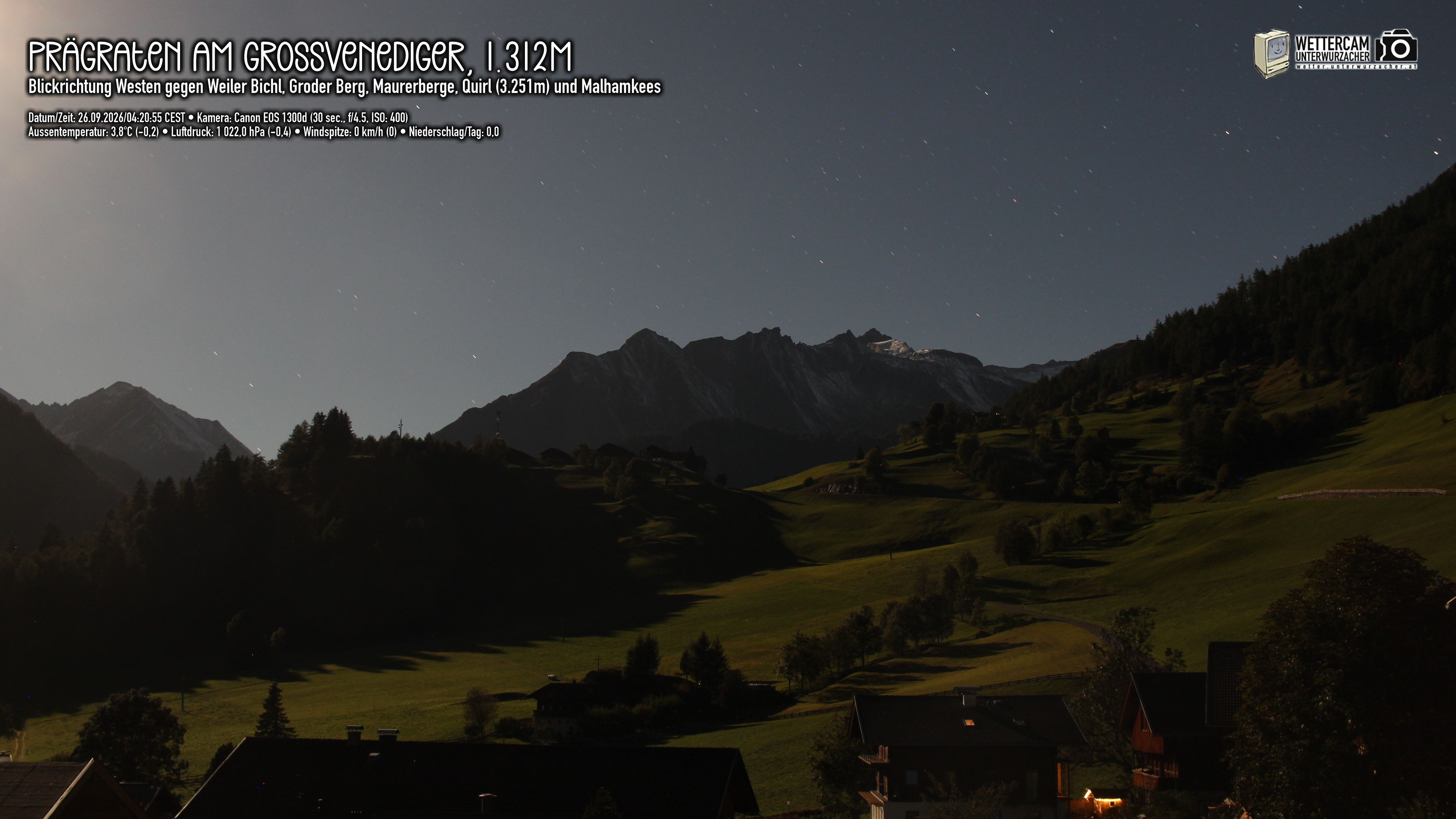 Archiv Foto Webcam Prägraten am Großvenediger - Dorf Bichl und Maurer Berge