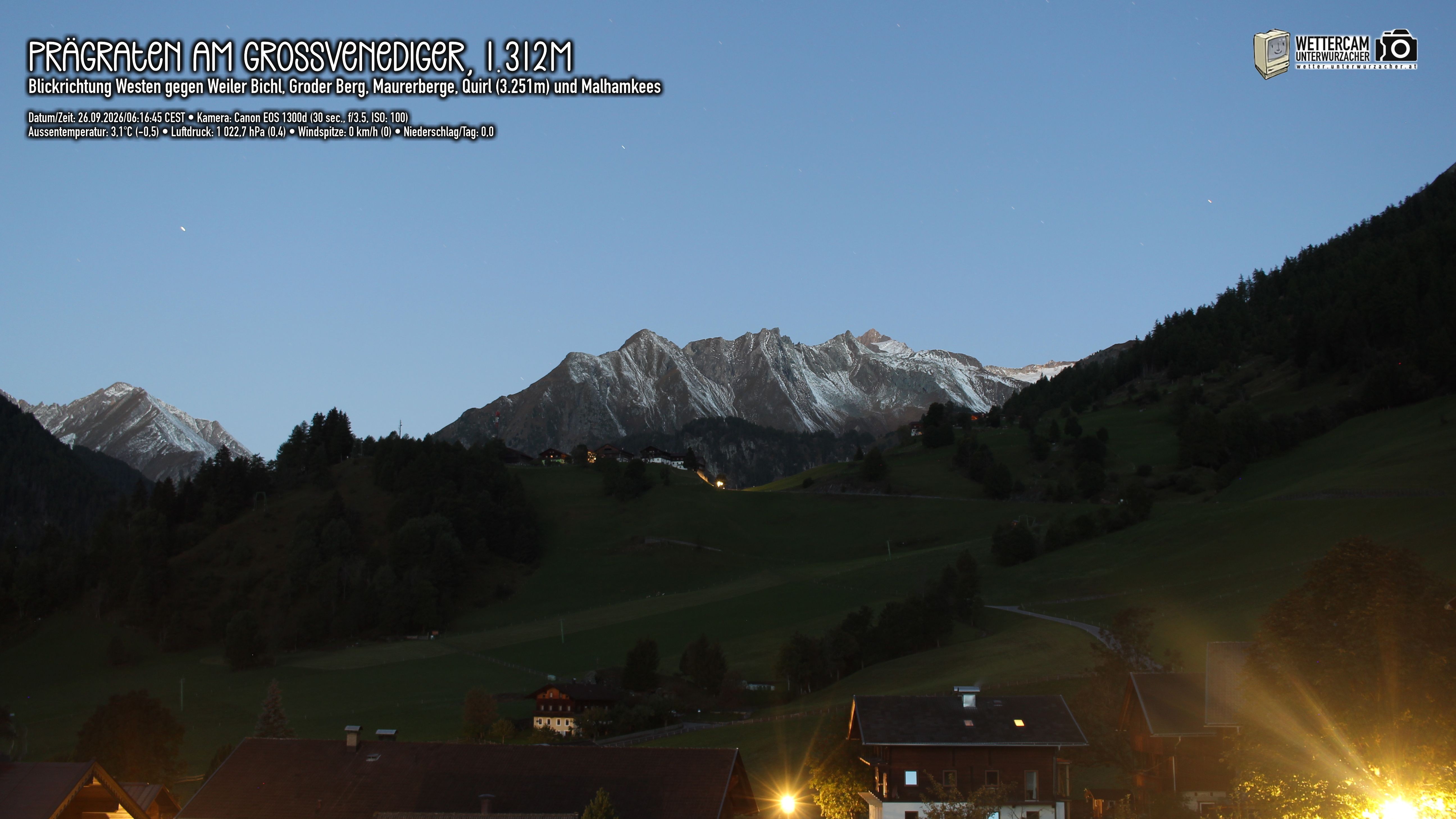 Archiv Foto Webcam Prägraten am Großvenediger - Dorf Bichl und Maurer Berge