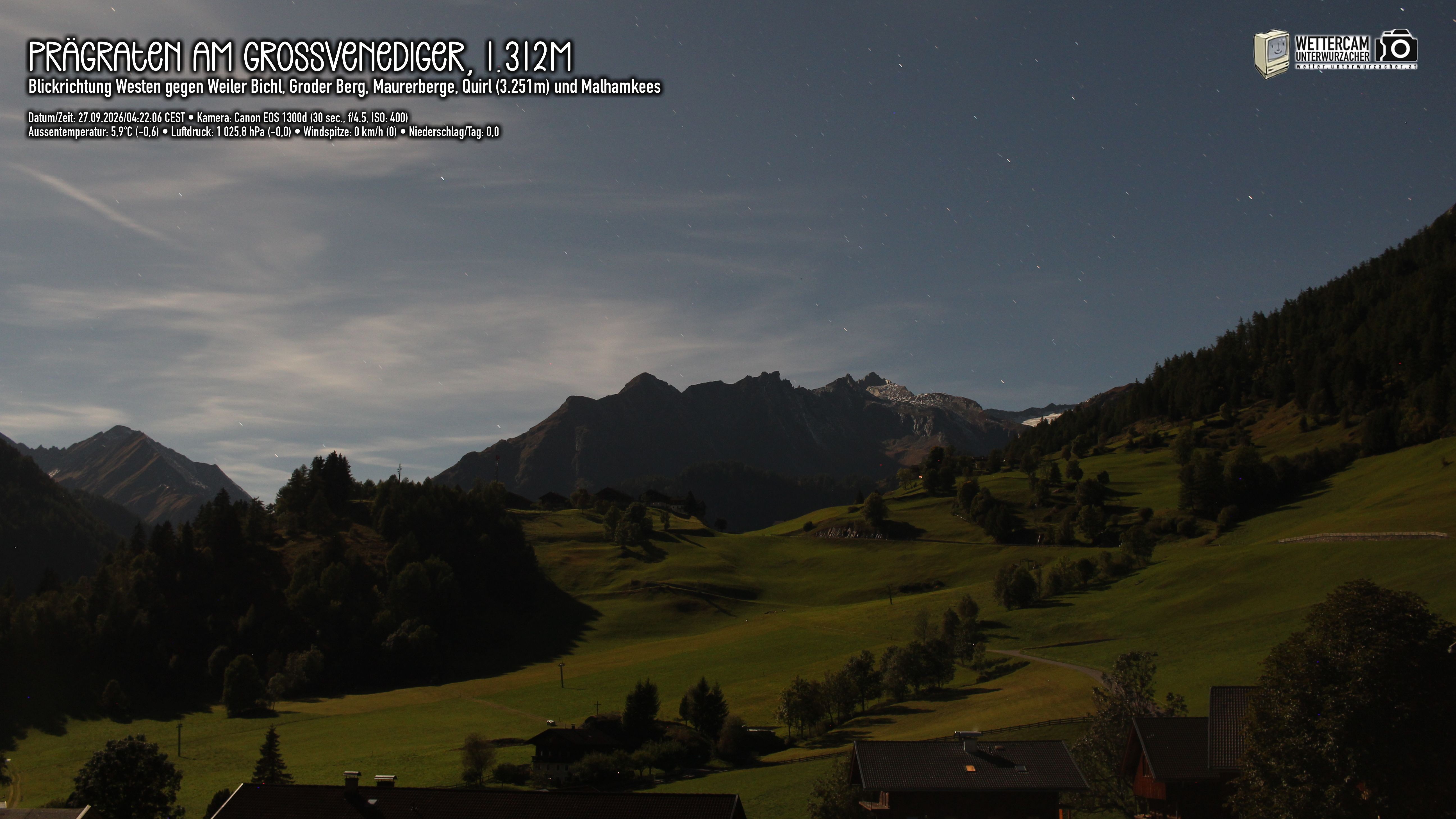 Archiv Foto Webcam Prägraten am Großvenediger - Dorf Bichl und Maurer Berge