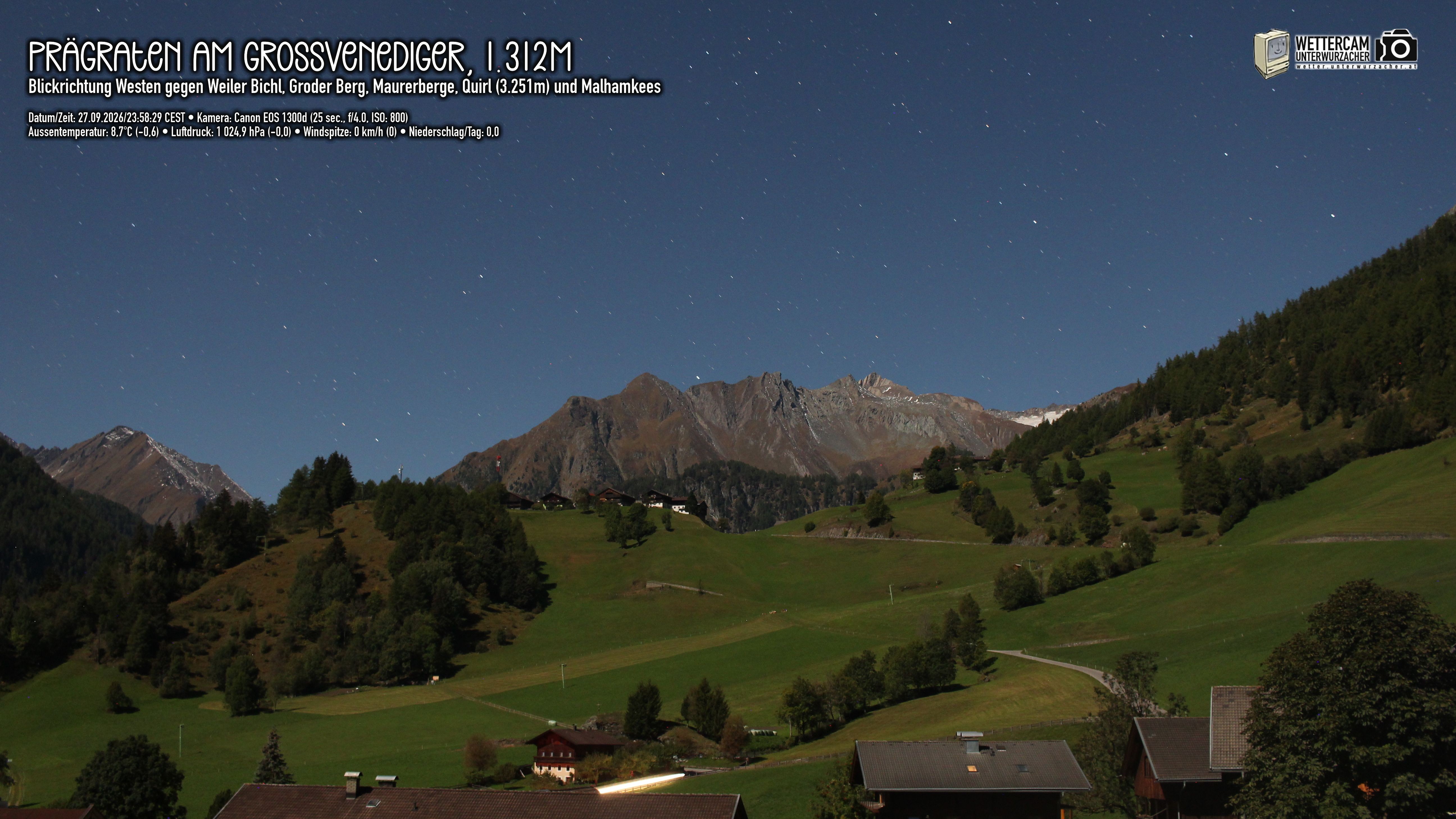 Archiv Foto Webcam Prägraten am Großvenediger - Dorf Bichl und Maurer Berge