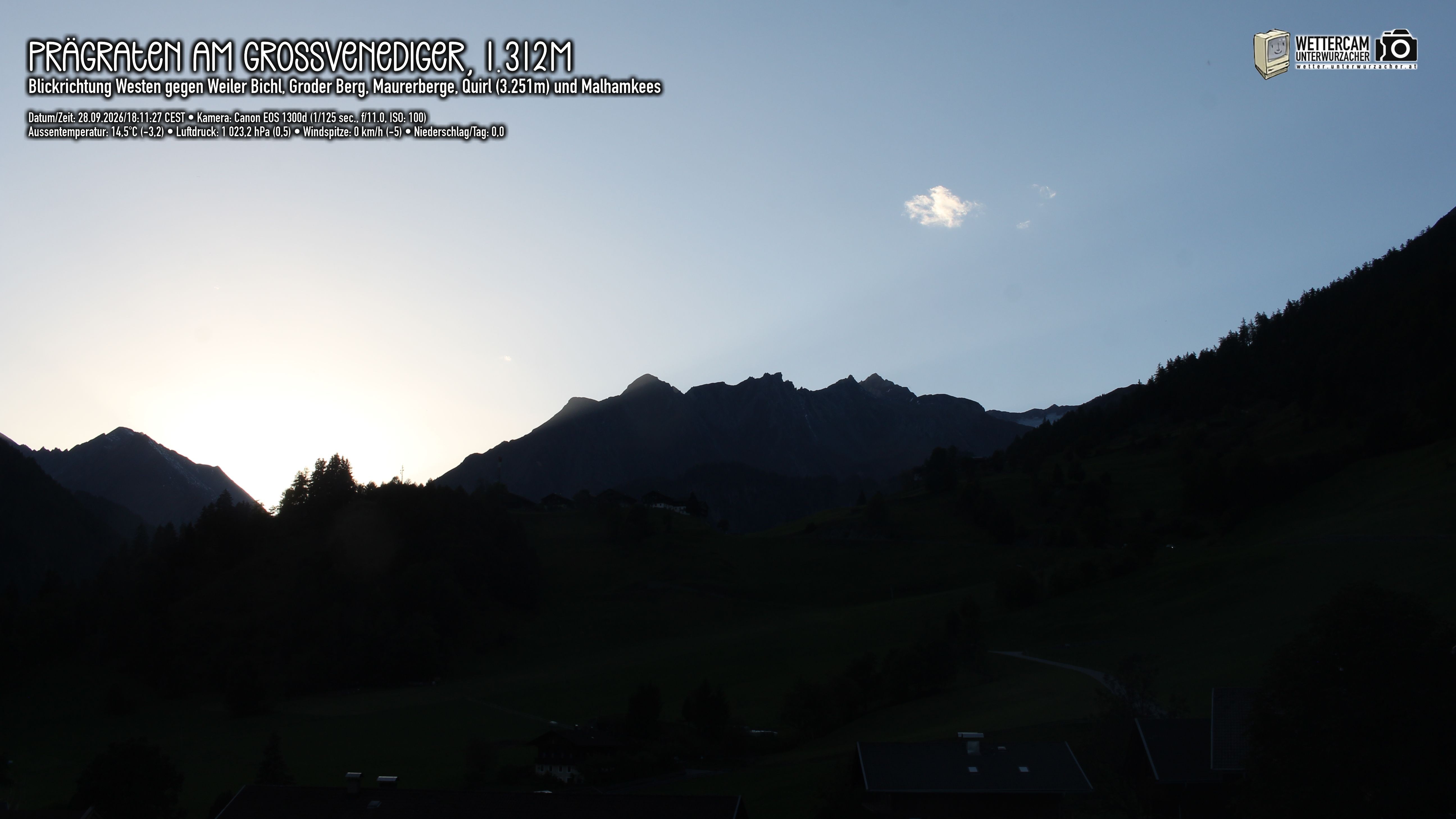 Archiv Foto Webcam Prägraten am Großvenediger - Dorf Bichl und Maurer Berge