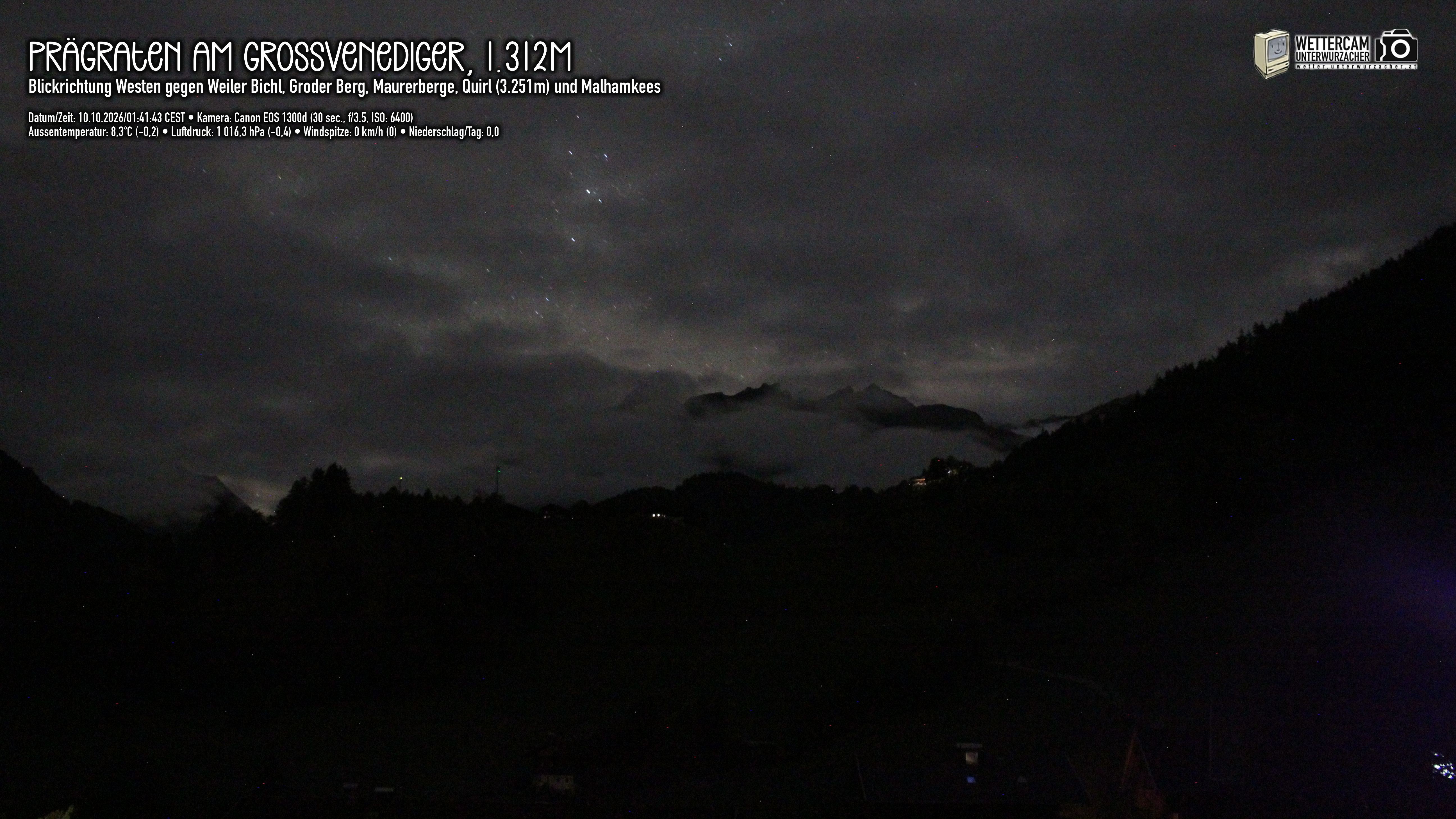 Archived image Webcam Prägraten am Großvenediger - Maurer Berge