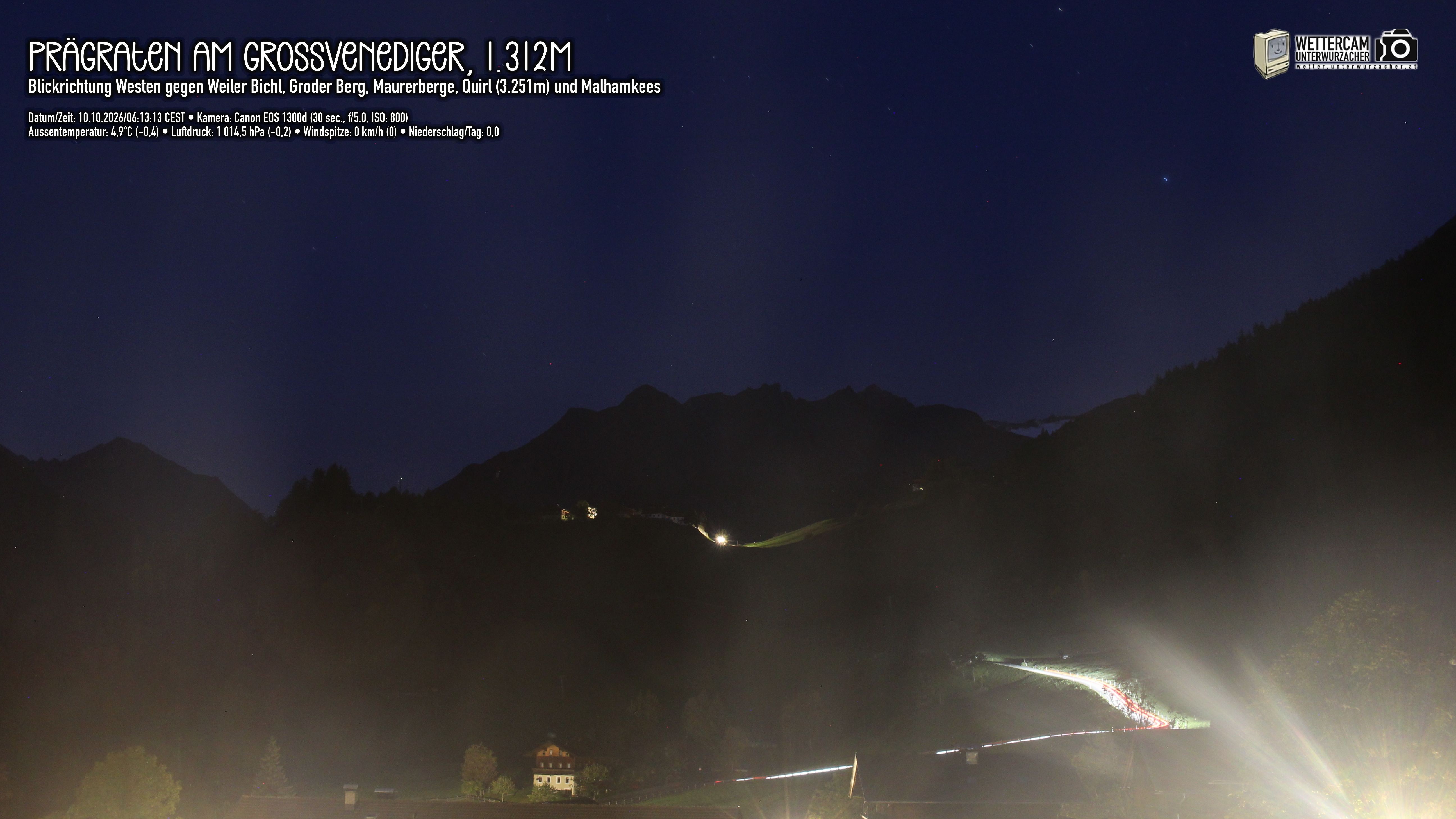 Archived image Webcam Prägraten am Großvenediger - Maurer Berge