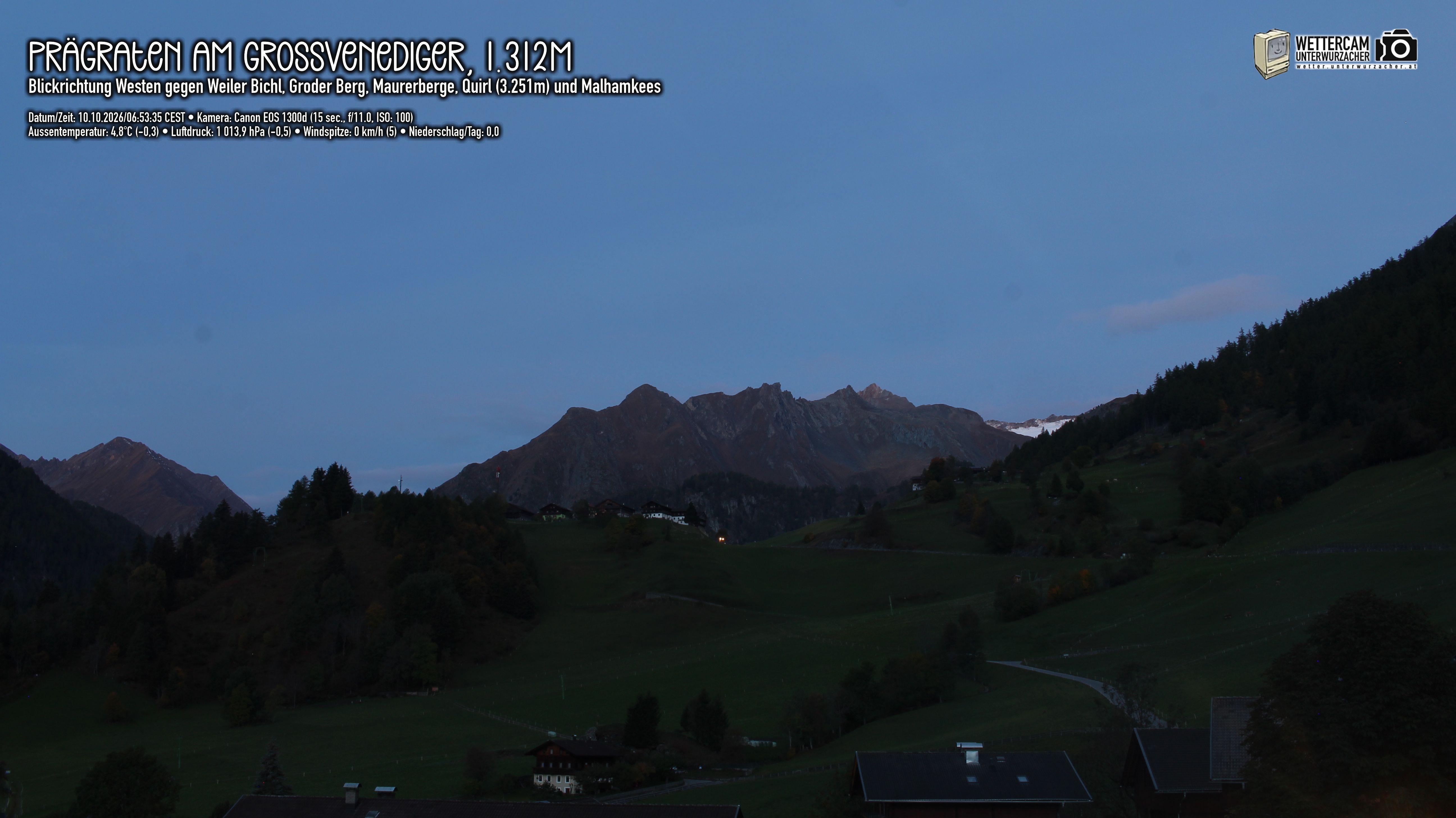 Archived image Webcam Prägraten am Großvenediger - Maurer Berge