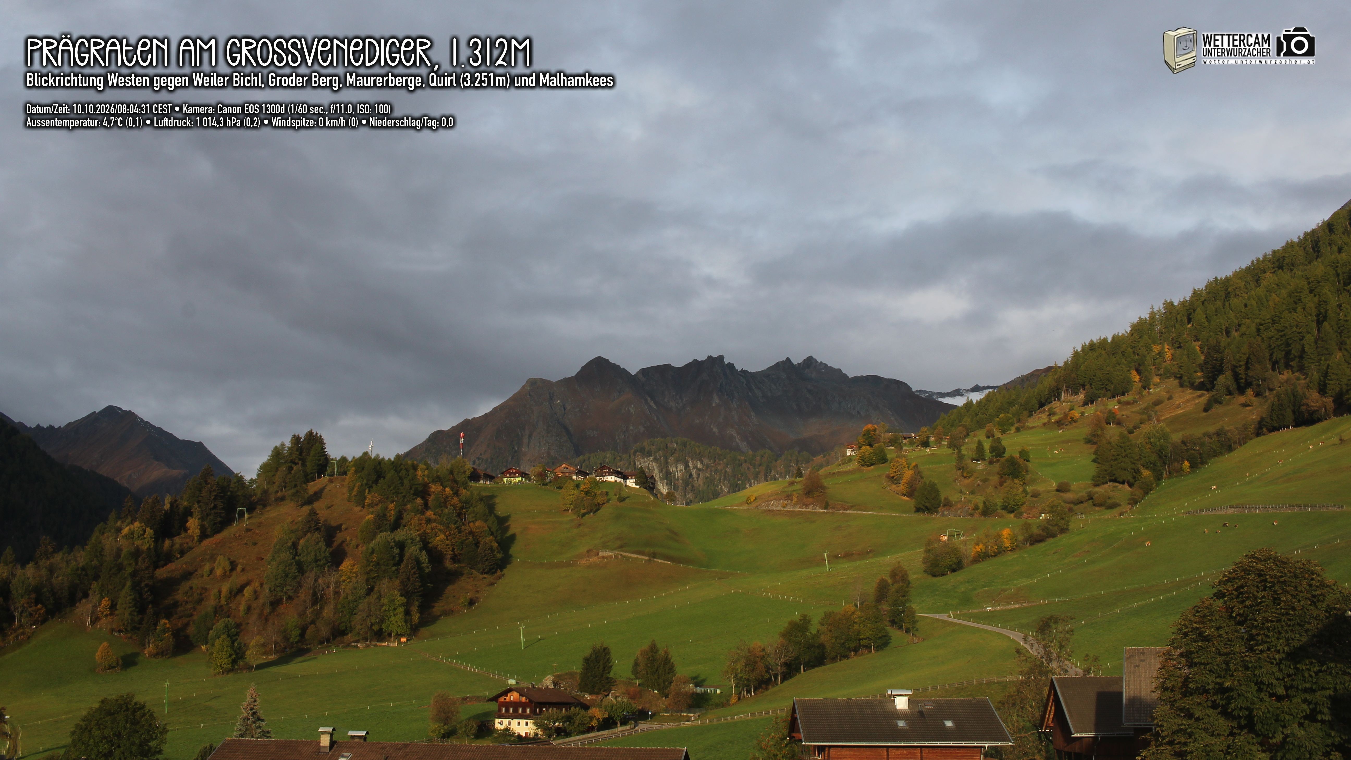 Archived image Webcam Prägraten am Großvenediger - Maurer Berge