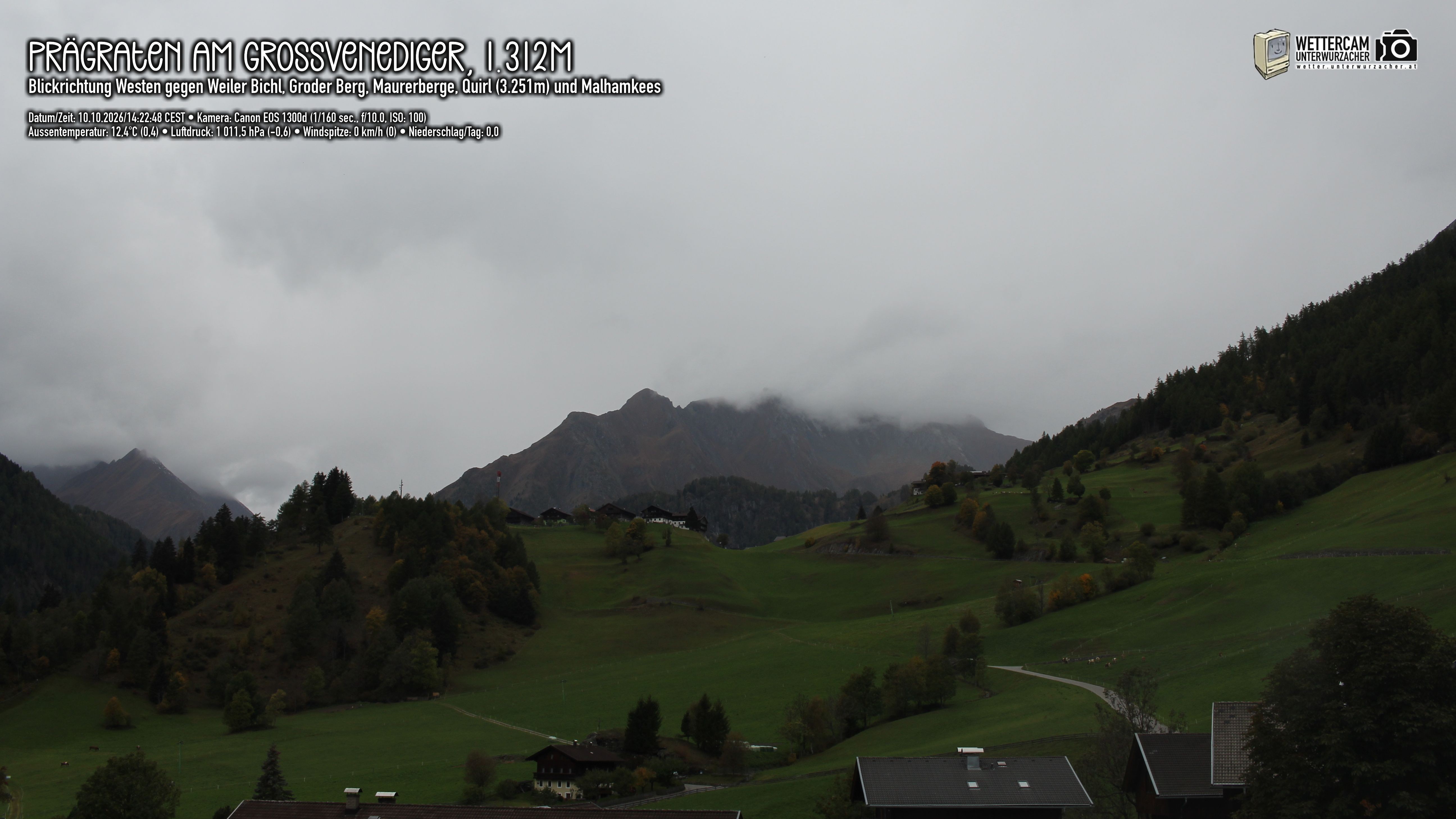 Archived image Webcam Prägraten am Großvenediger - Maurer Berge