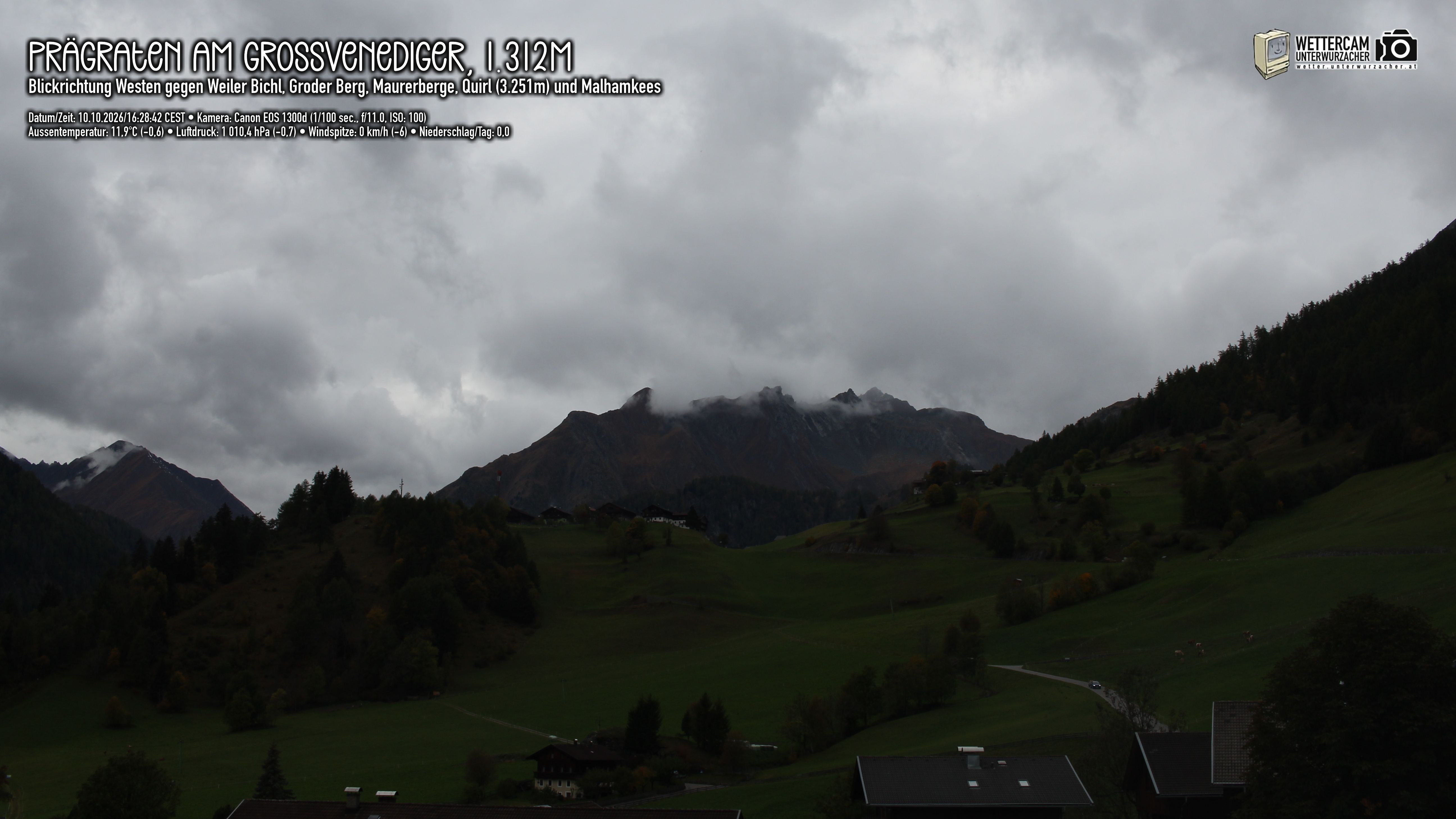 Archived image Webcam Prägraten am Großvenediger - Maurer Berge