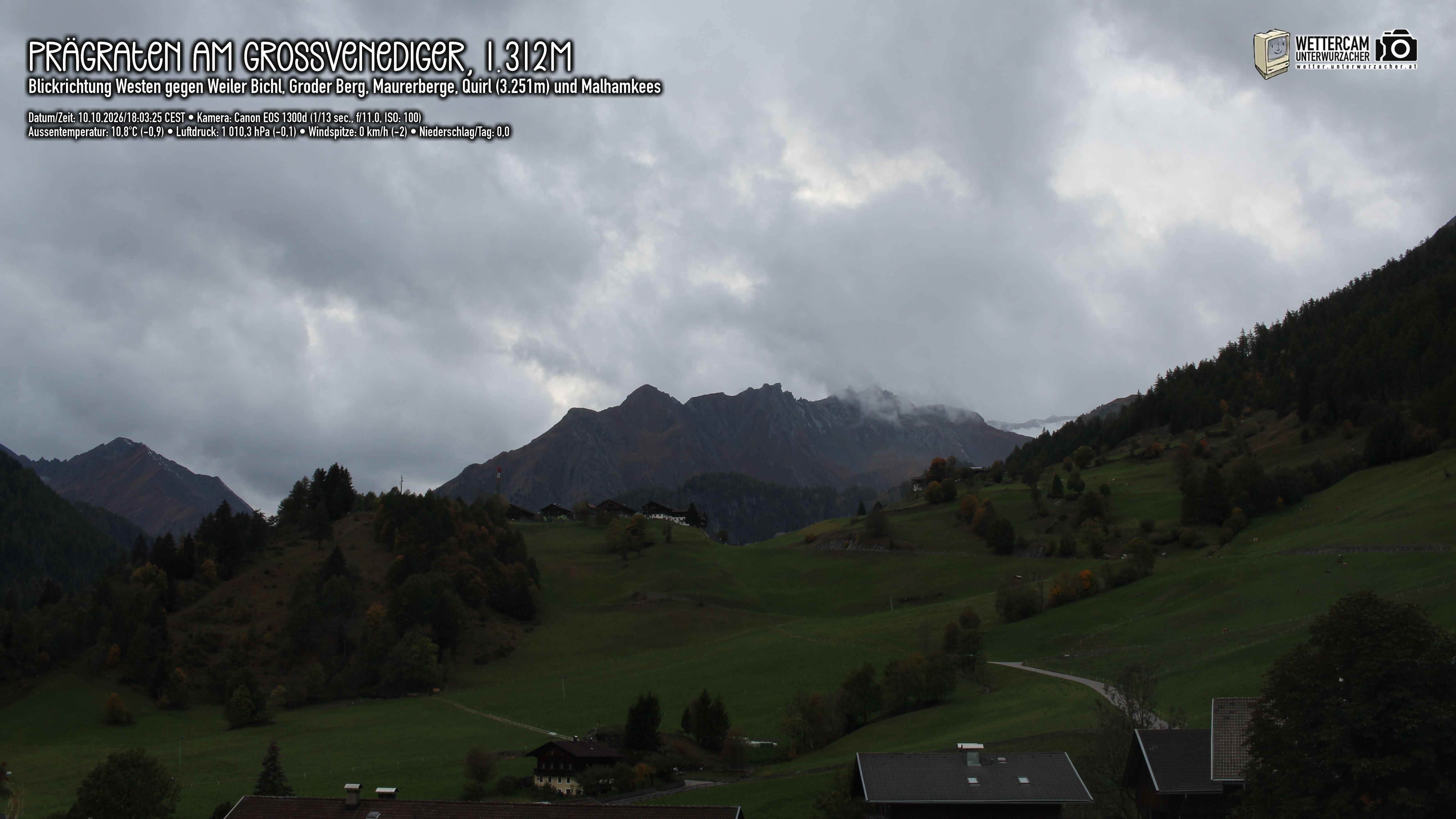Archived image Webcam Prägraten am Großvenediger - Maurer Berge