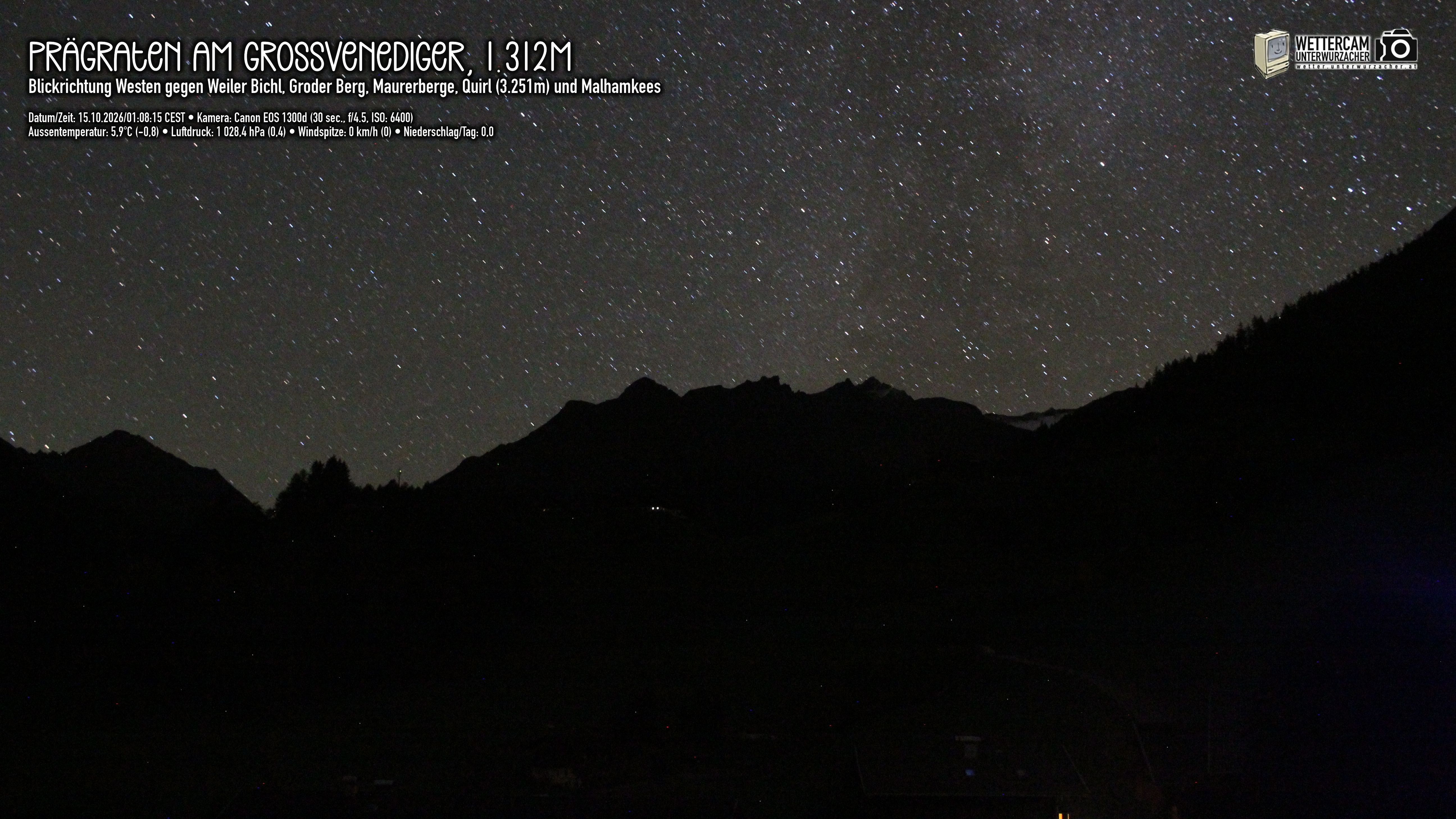 Archived image Webcam Prägraten am Großvenediger - Maurer Berge