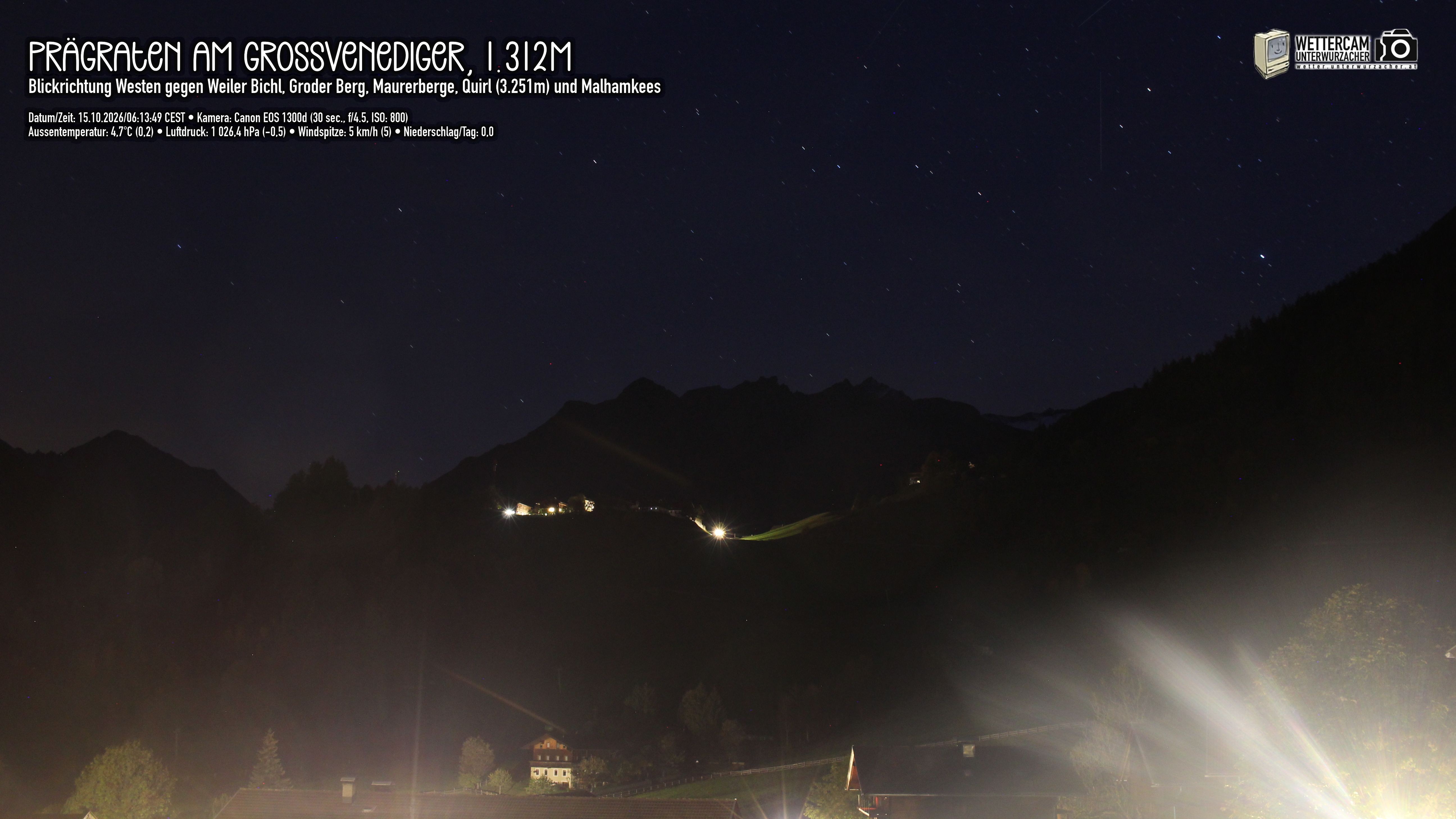 Archived image Webcam Prägraten am Großvenediger - Maurer Berge