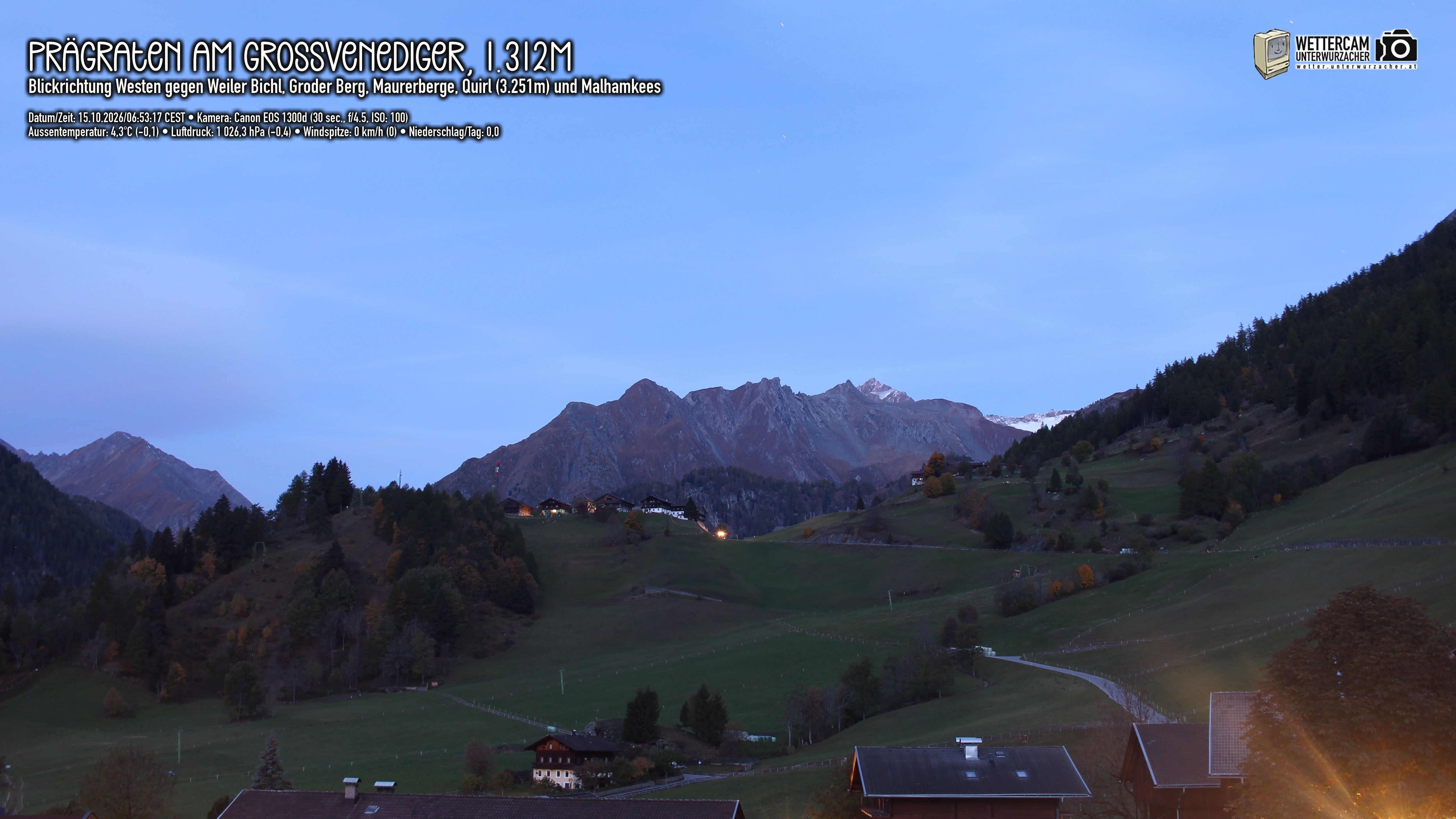 Archived image Webcam Prägraten am Großvenediger - Maurer Berge