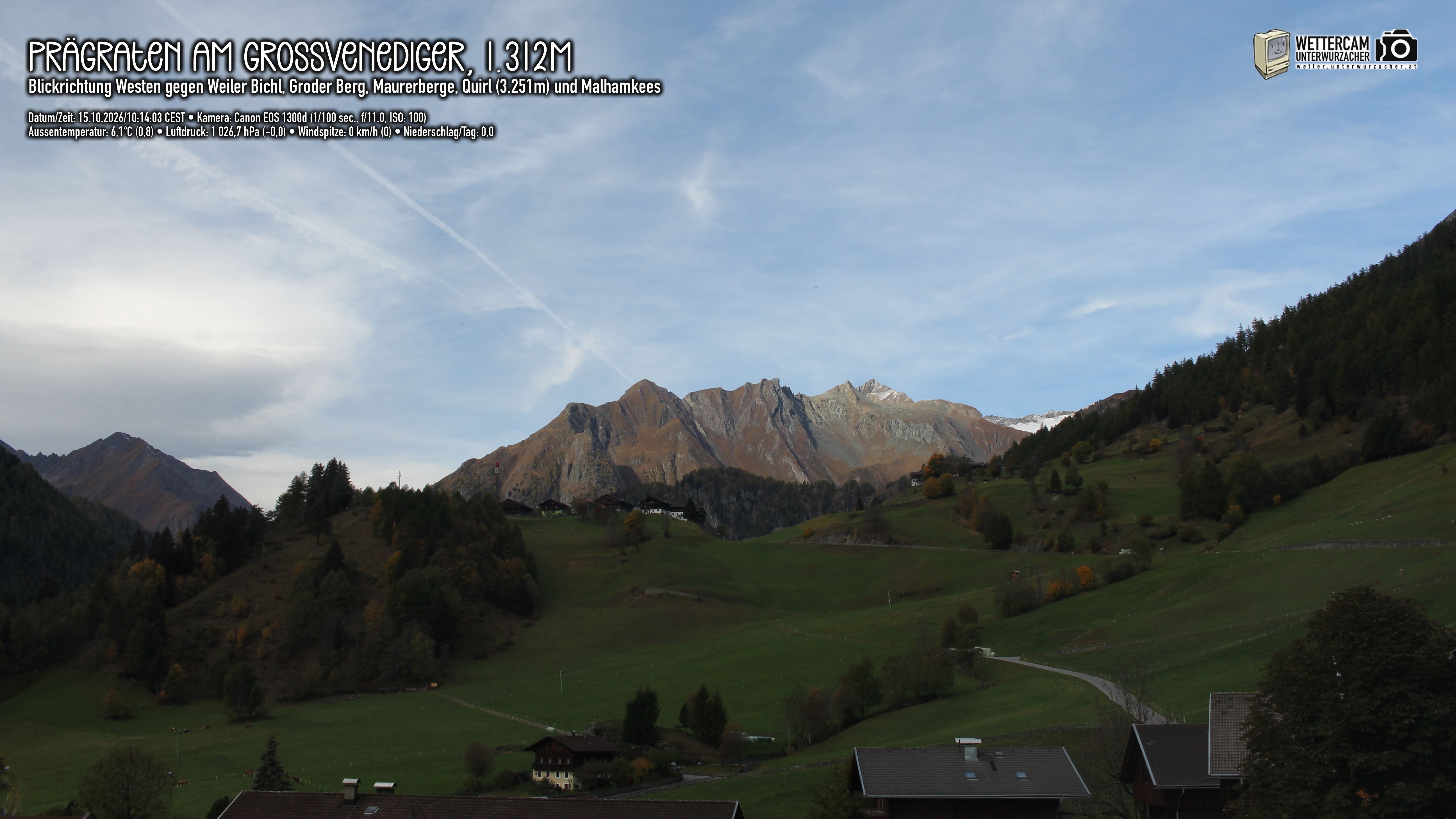 Archived image Webcam Prägraten am Großvenediger - Maurer Berge