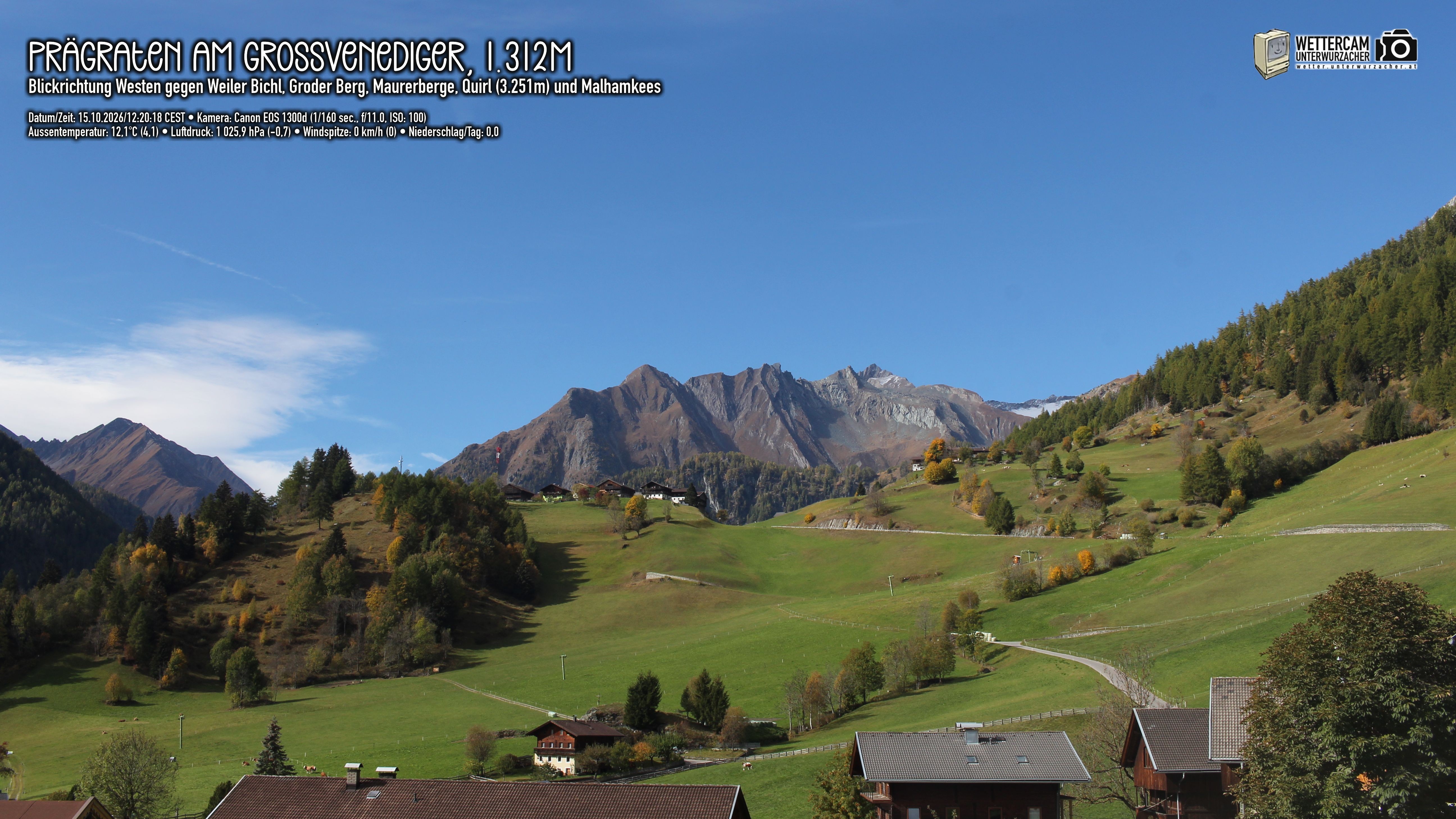 Archived image Webcam Prägraten am Großvenediger - Maurer Berge
