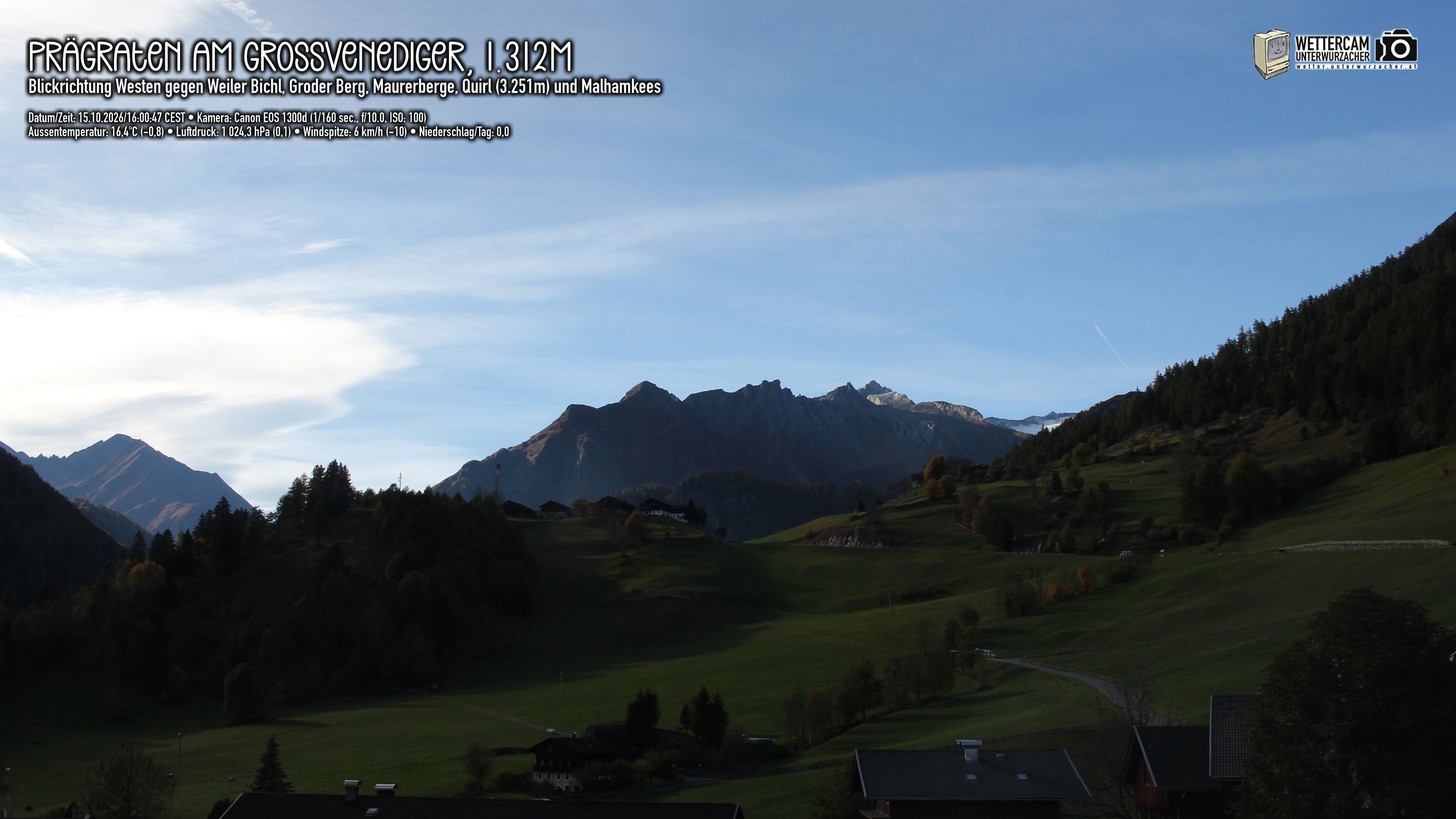 Archived image Webcam Prägraten am Großvenediger - Maurer Berge
