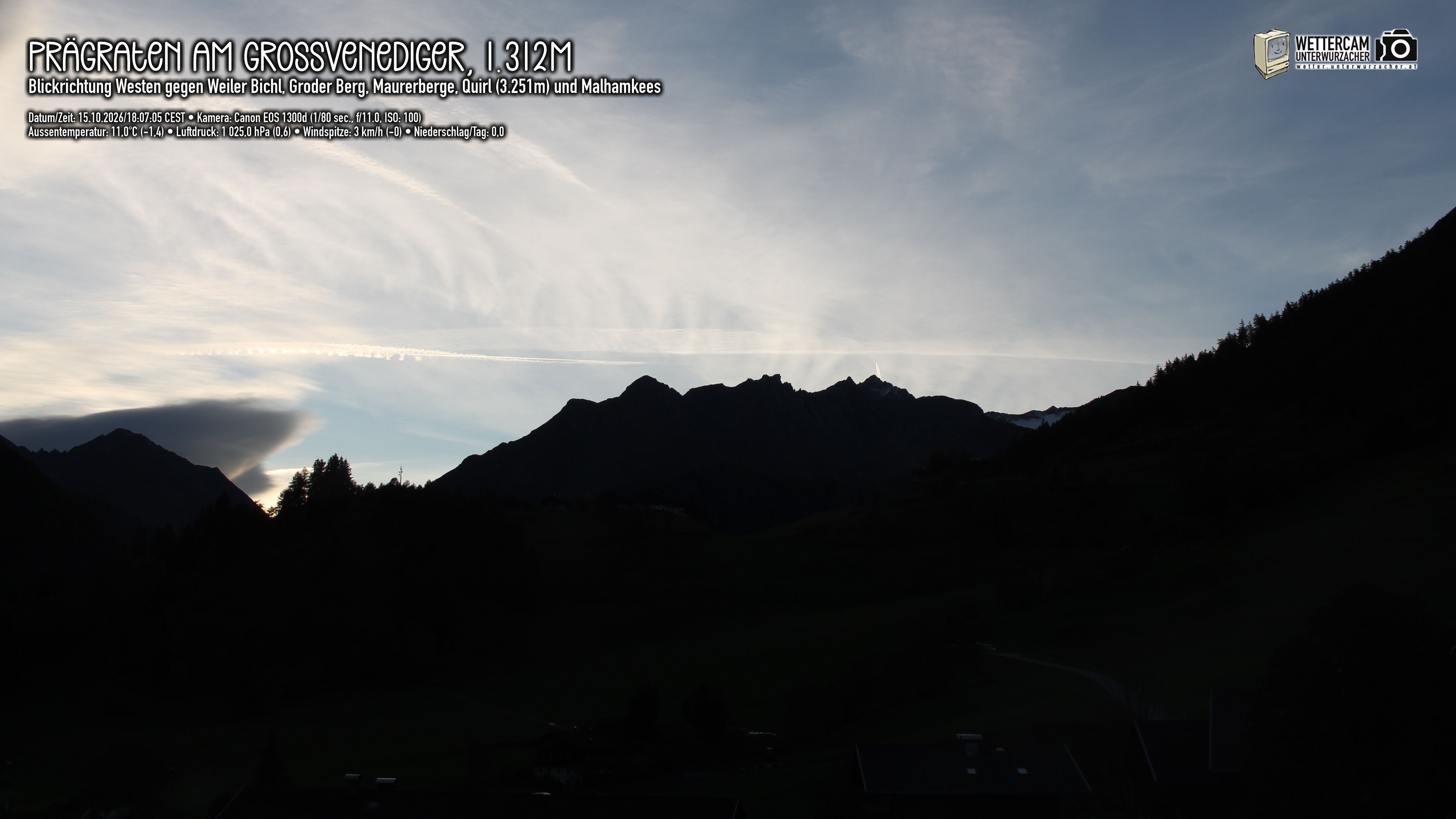 Archived image Webcam Prägraten am Großvenediger - Maurer Berge