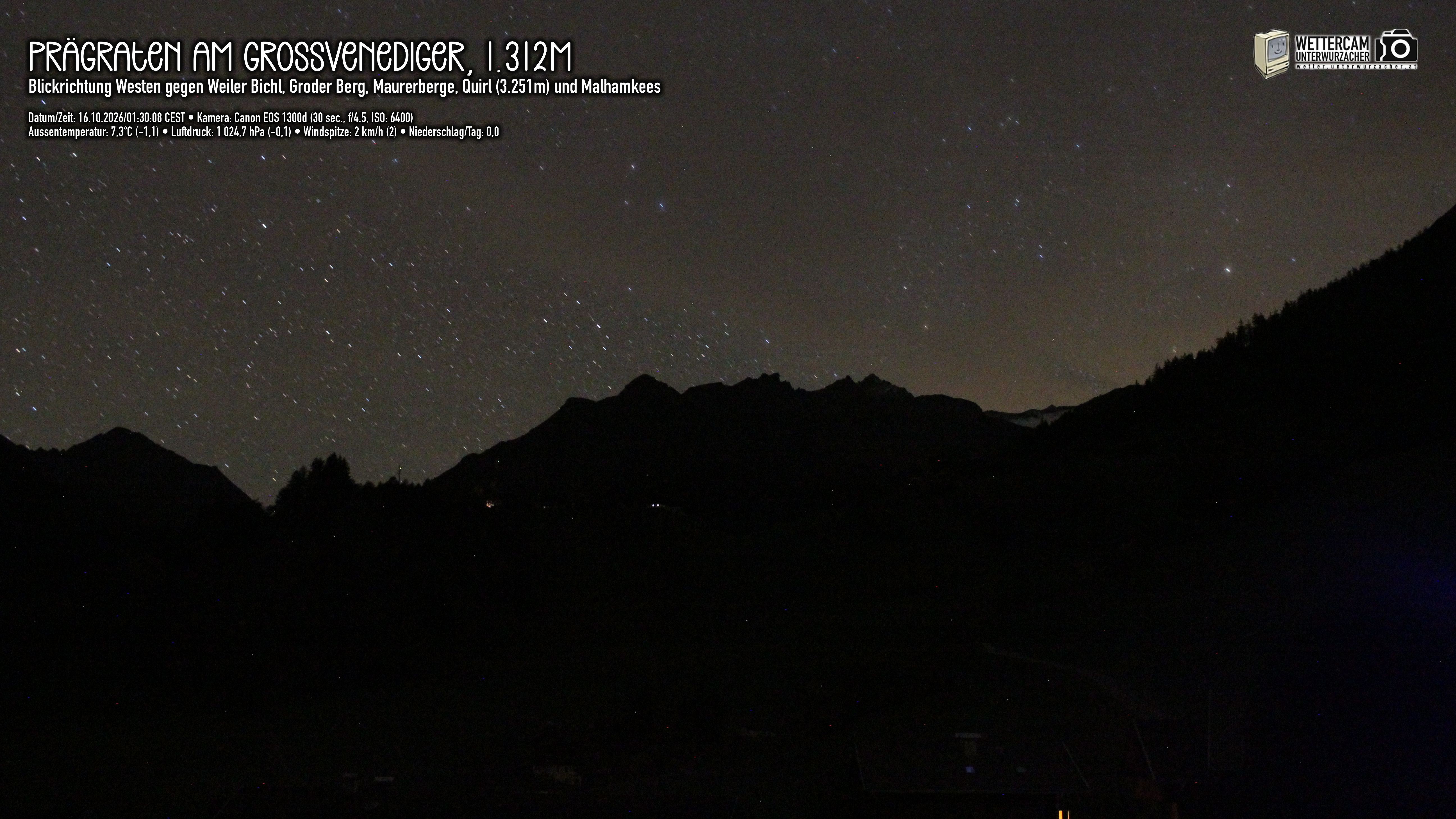 Archiv Foto Webcam Prägraten am Großvenediger - Dorf Bichl und Maurer Berge