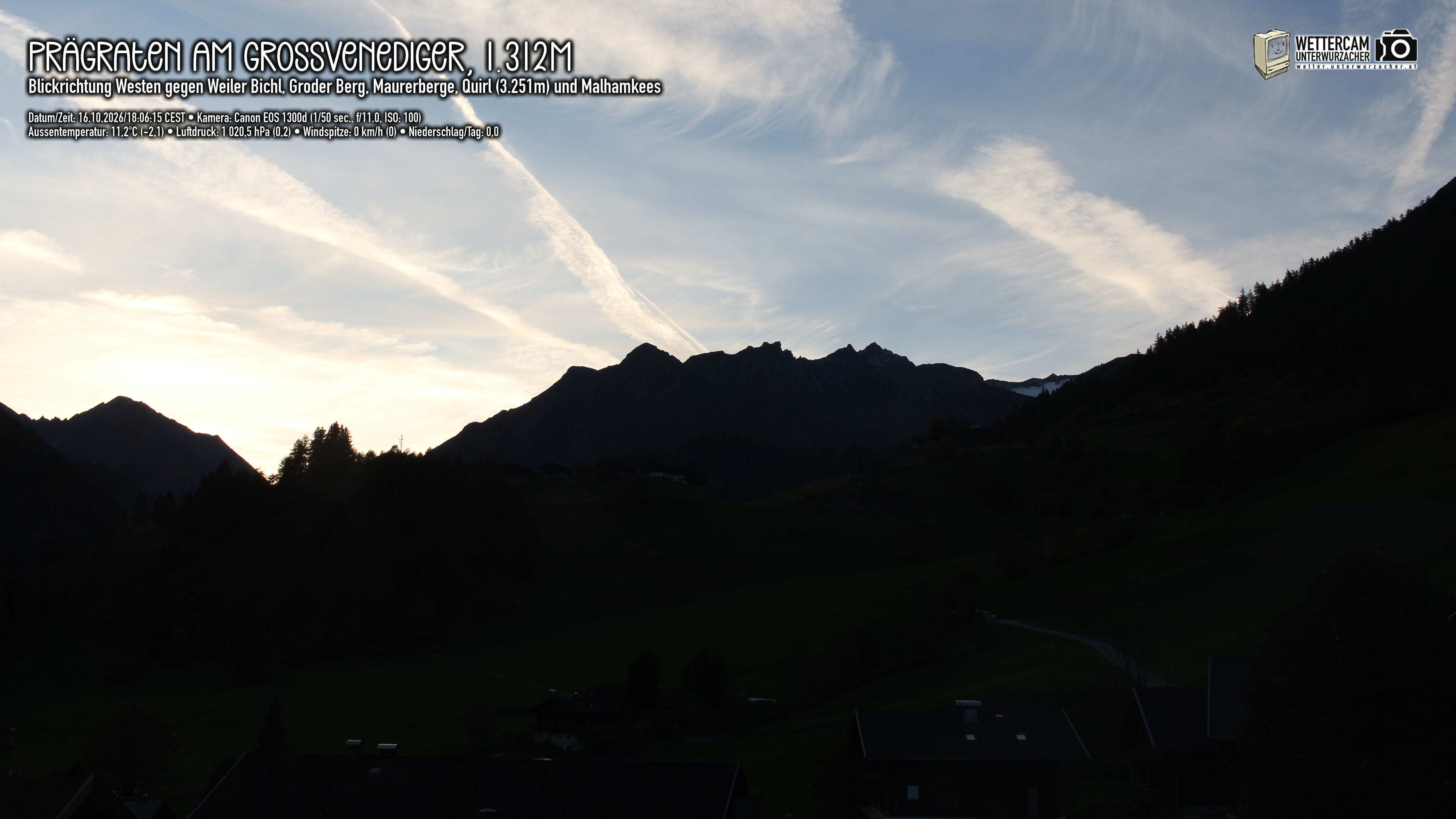 Archived image Webcam Prägraten am Großvenediger - Maurer Berge