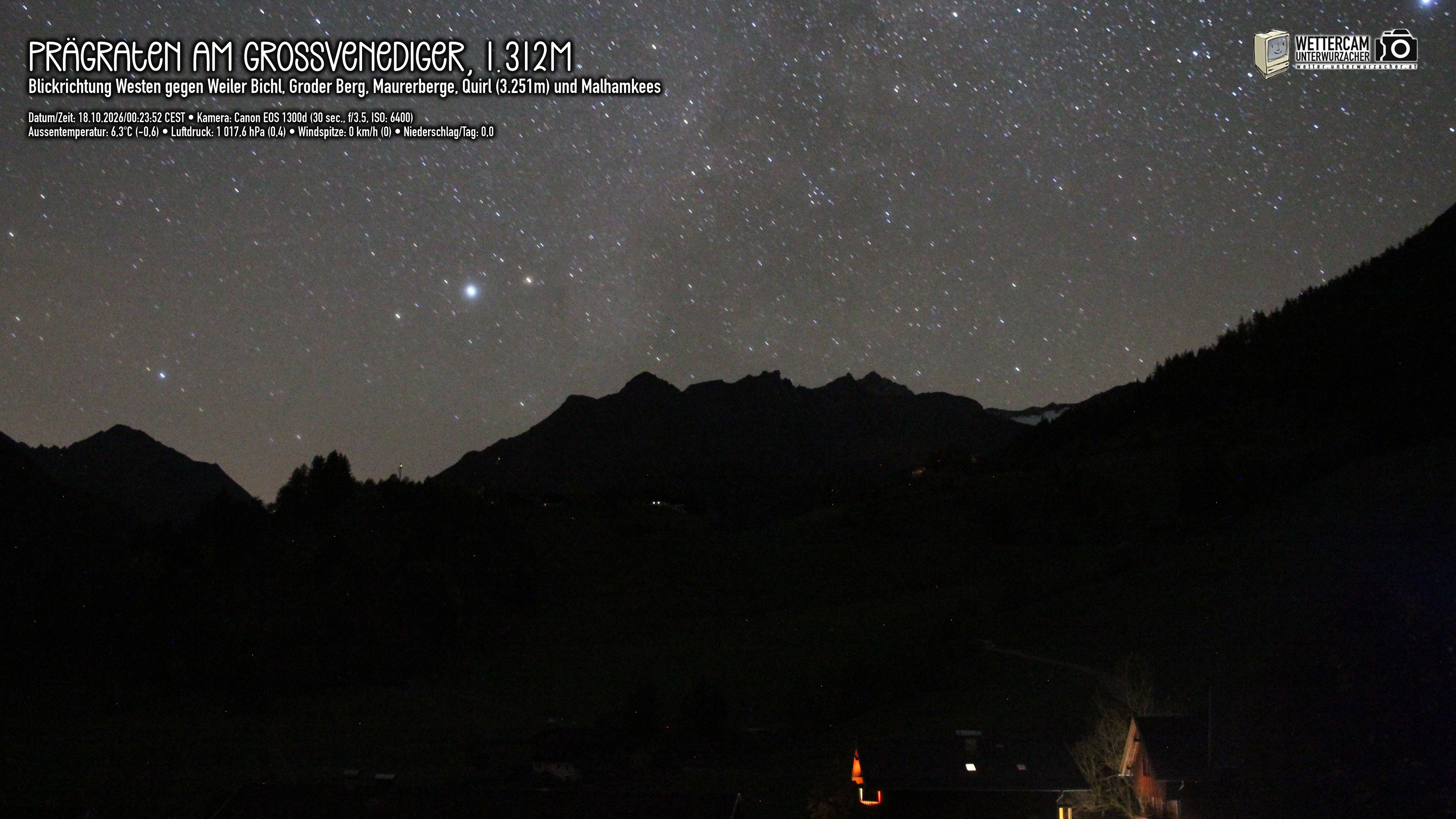 Archiv Foto Webcam Prägraten am Großvenediger - Dorf Bichl und Maurer Berge