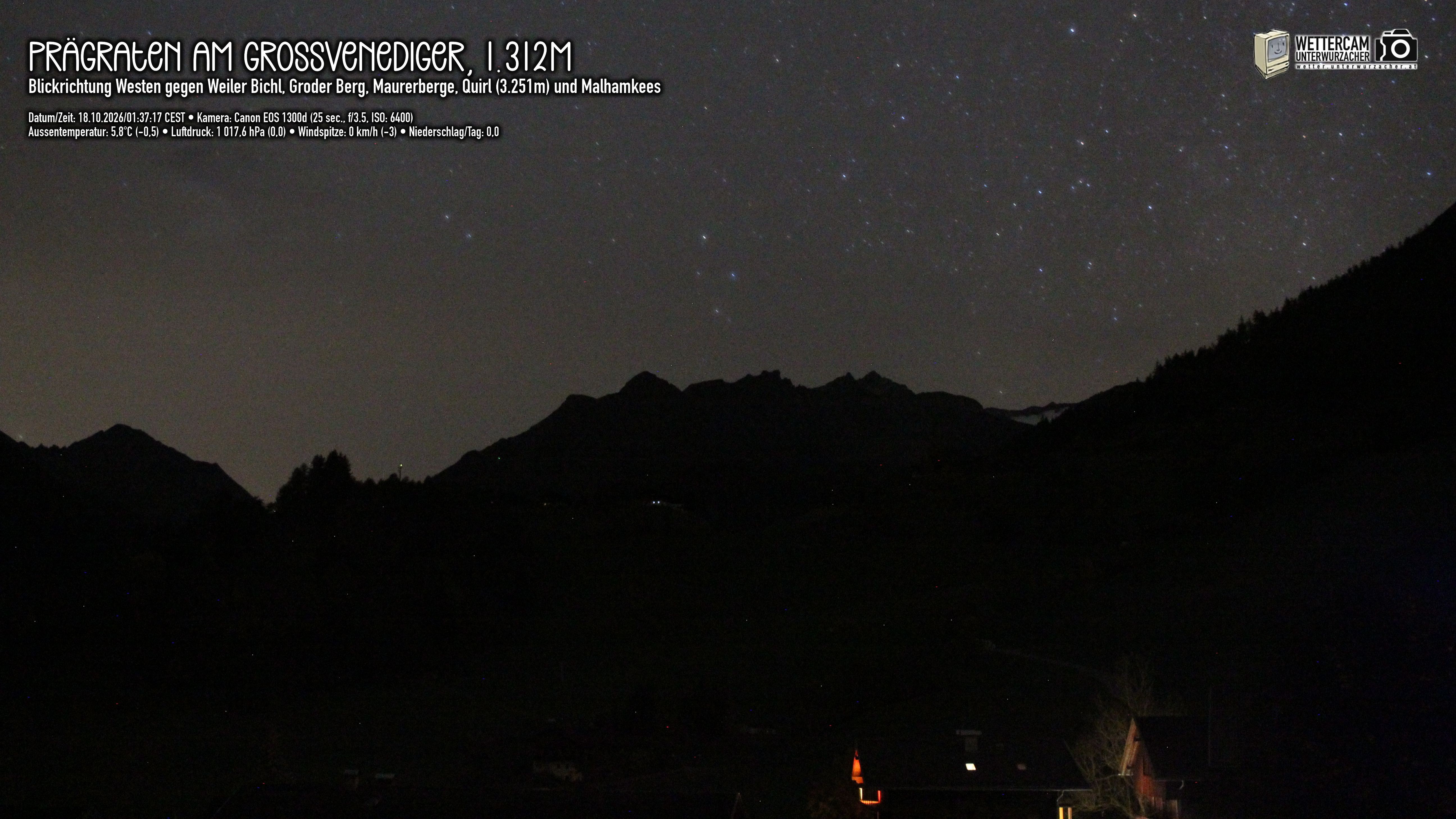 Archiv Foto Webcam Prägraten am Großvenediger - Dorf Bichl und Maurer Berge