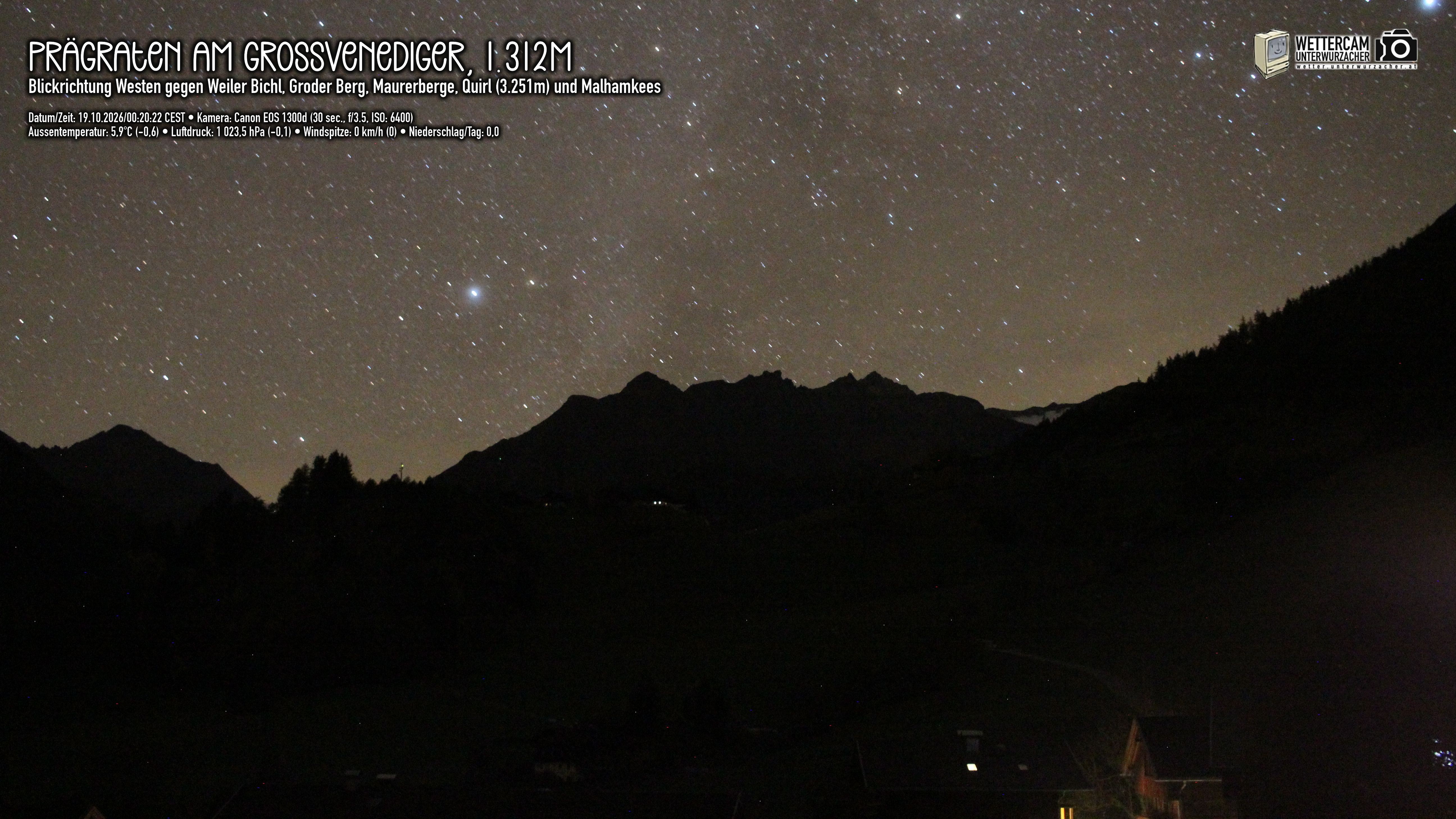 Archiv Foto Webcam Prägraten am Großvenediger - Dorf Bichl und Maurer Berge