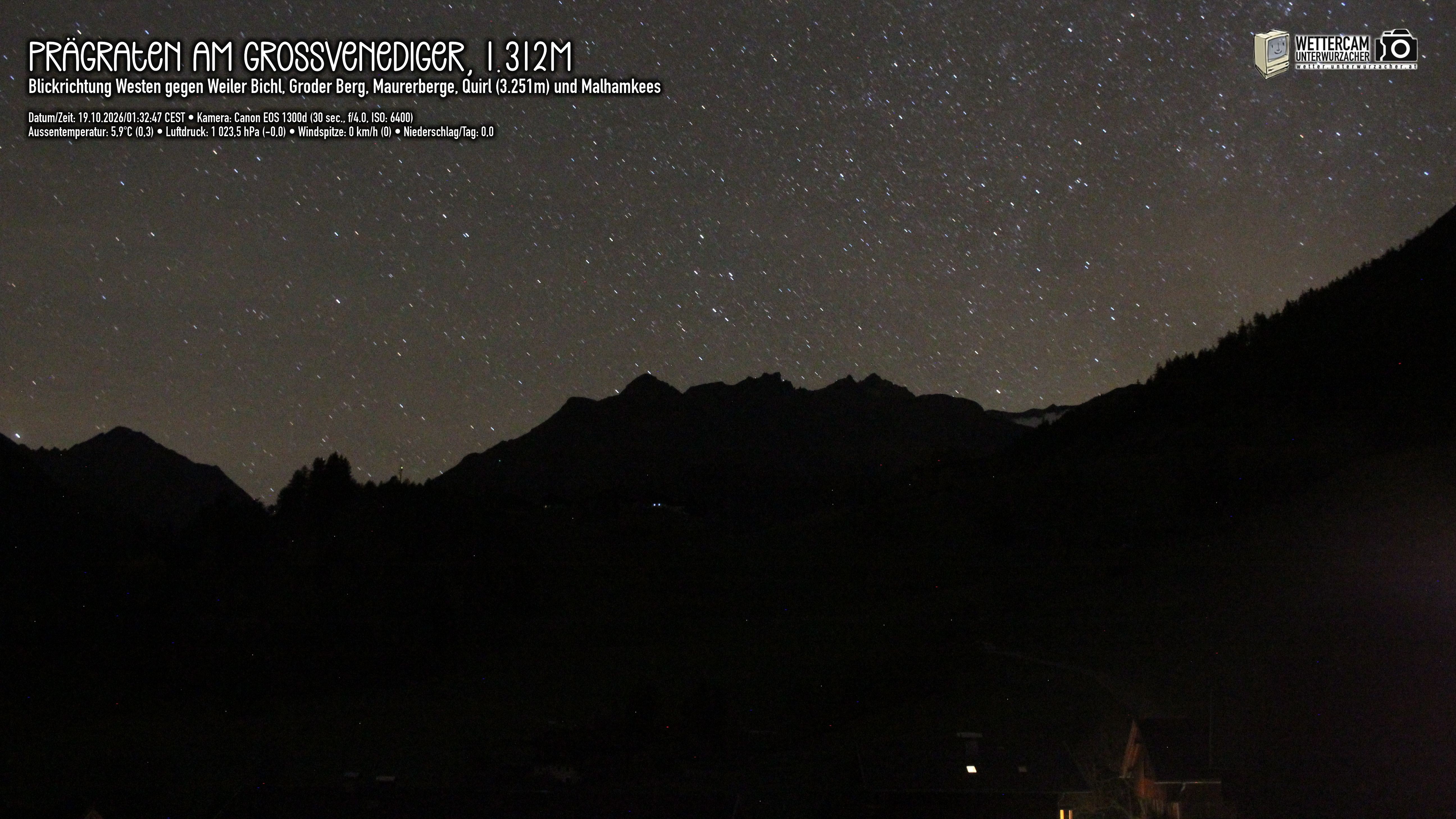 Archiv Foto Webcam Prägraten am Großvenediger - Dorf Bichl und Maurer Berge