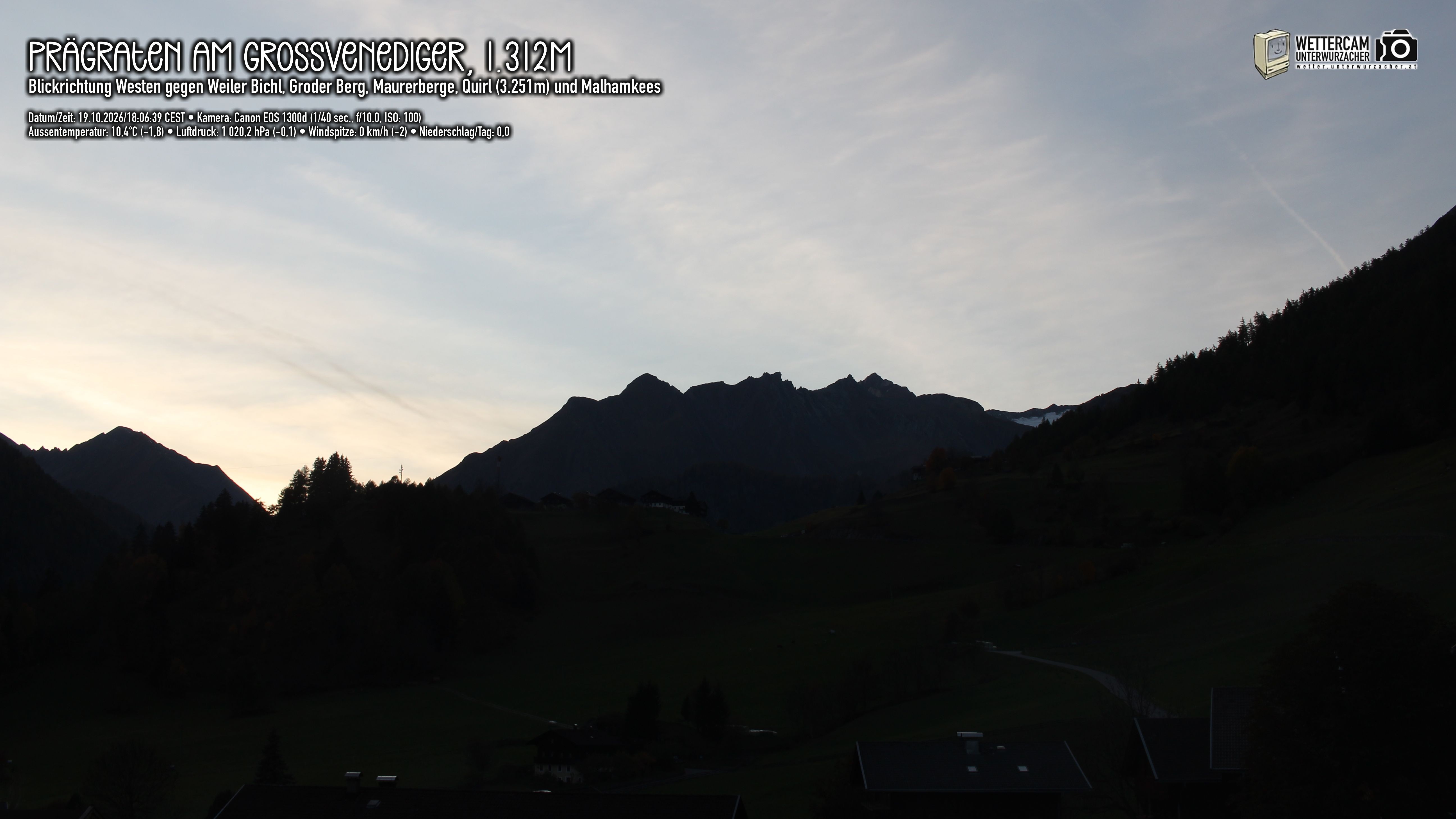 Archiv Foto Webcam Prägraten am Großvenediger - Dorf Bichl und Maurer Berge
