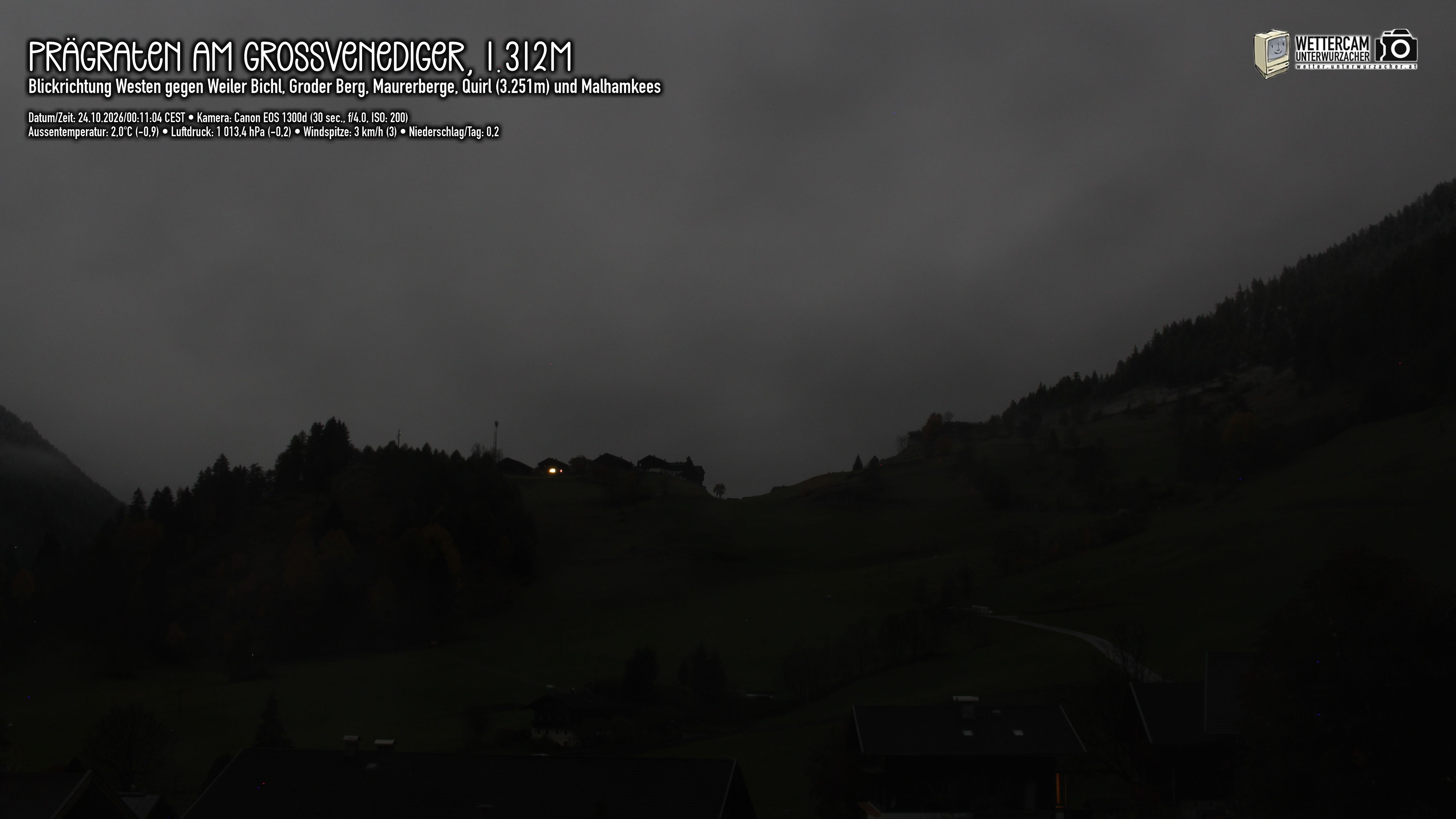 Archiv Foto Webcam Prägraten am Großvenediger - Dorf Bichl und Maurer Berge
