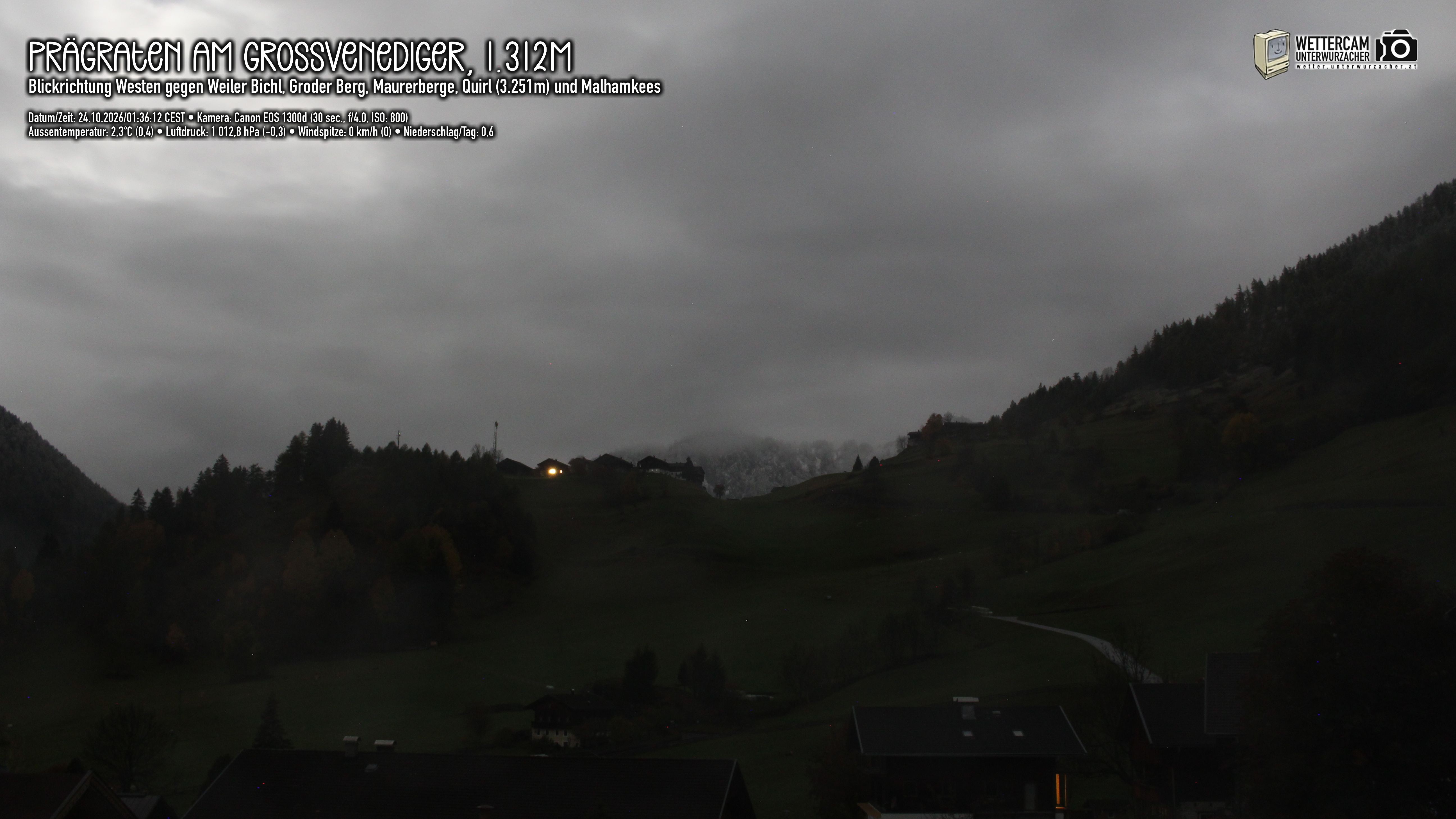 Archiv Foto Webcam Prägraten am Großvenediger - Dorf Bichl und Maurer Berge