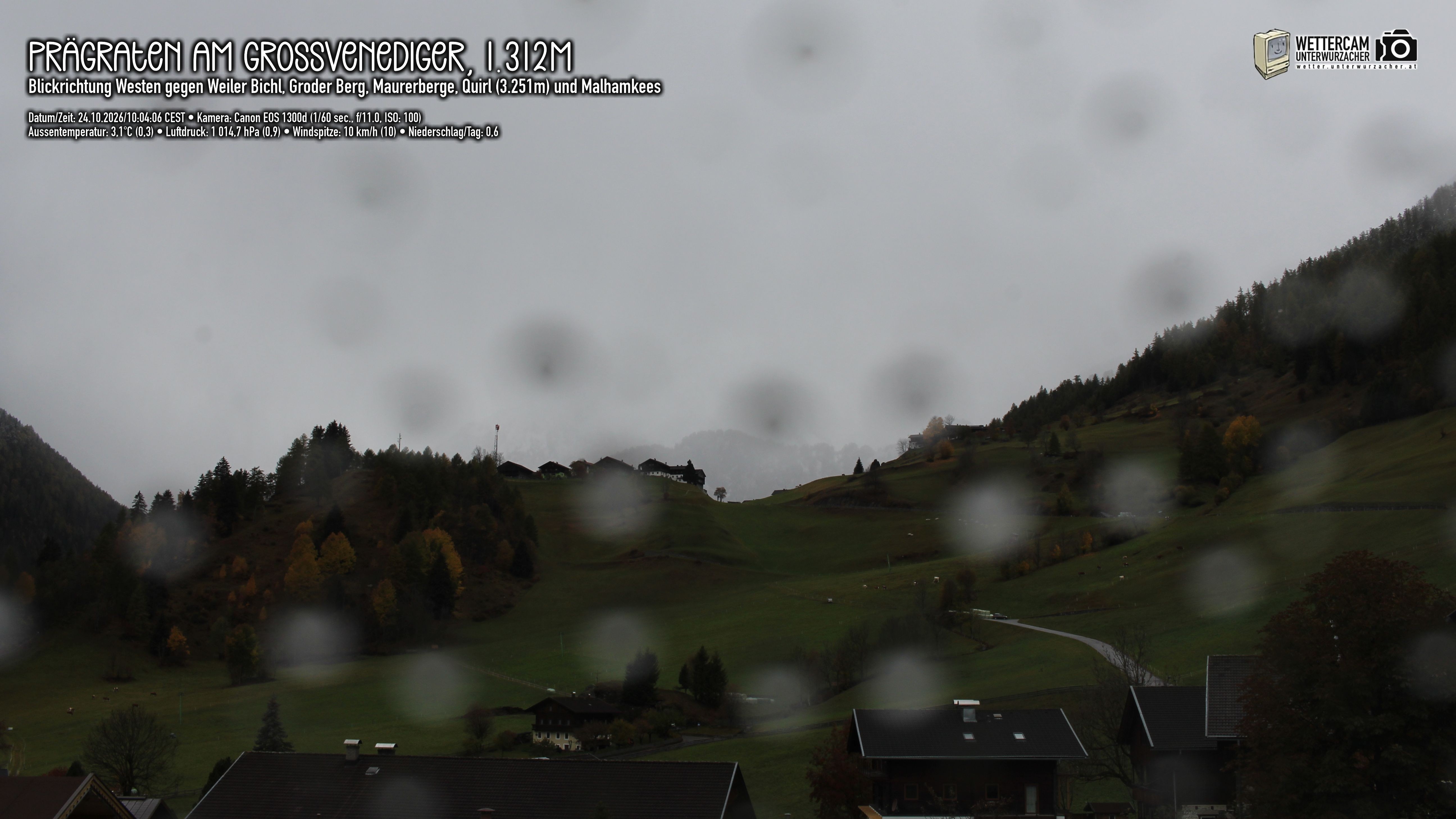 Archiv Foto Webcam Prägraten am Großvenediger - Dorf Bichl und Maurer Berge