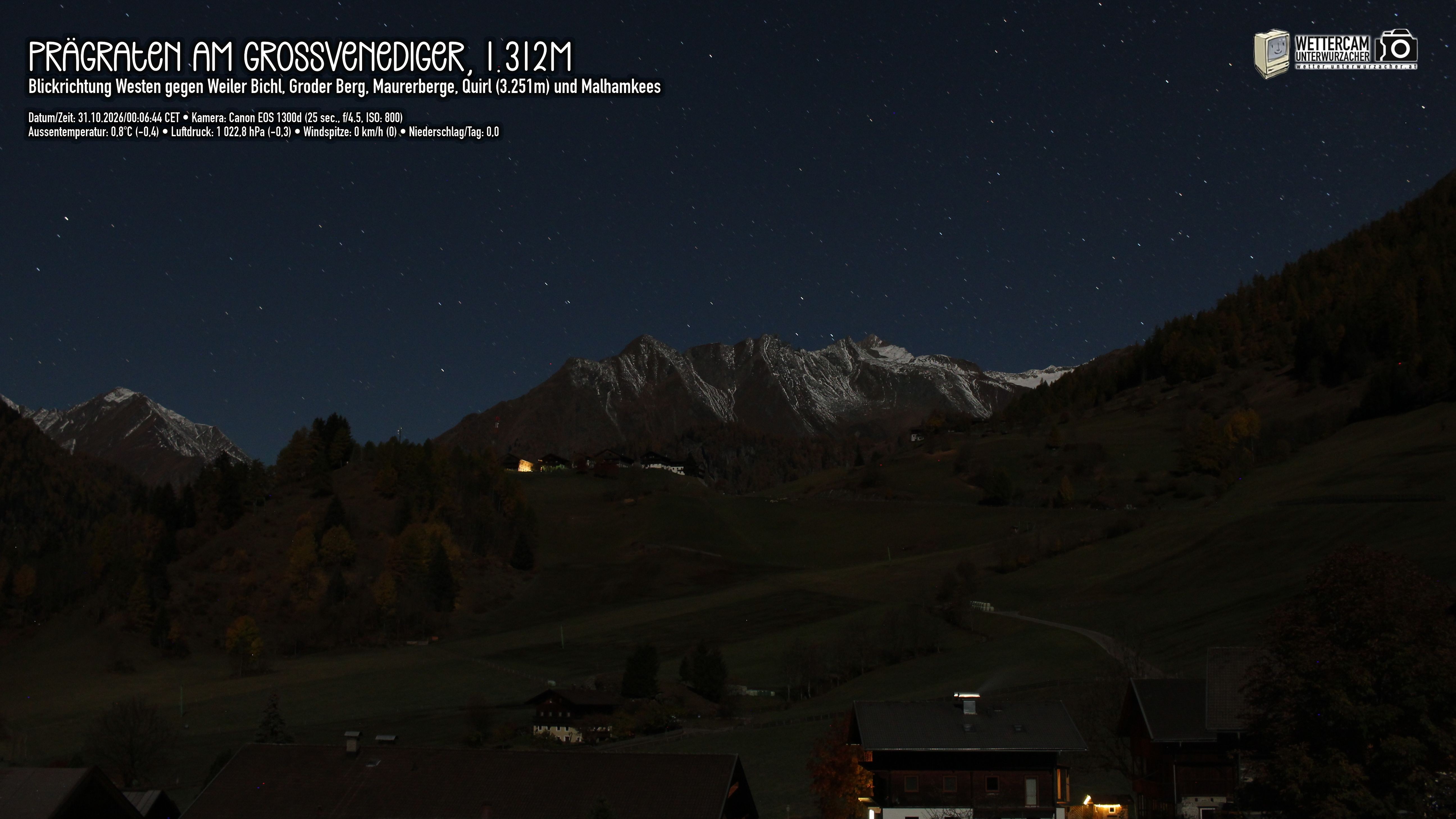 Archiv Foto Webcam Prägraten am Großvenediger - Dorf Bichl und Maurer Berge