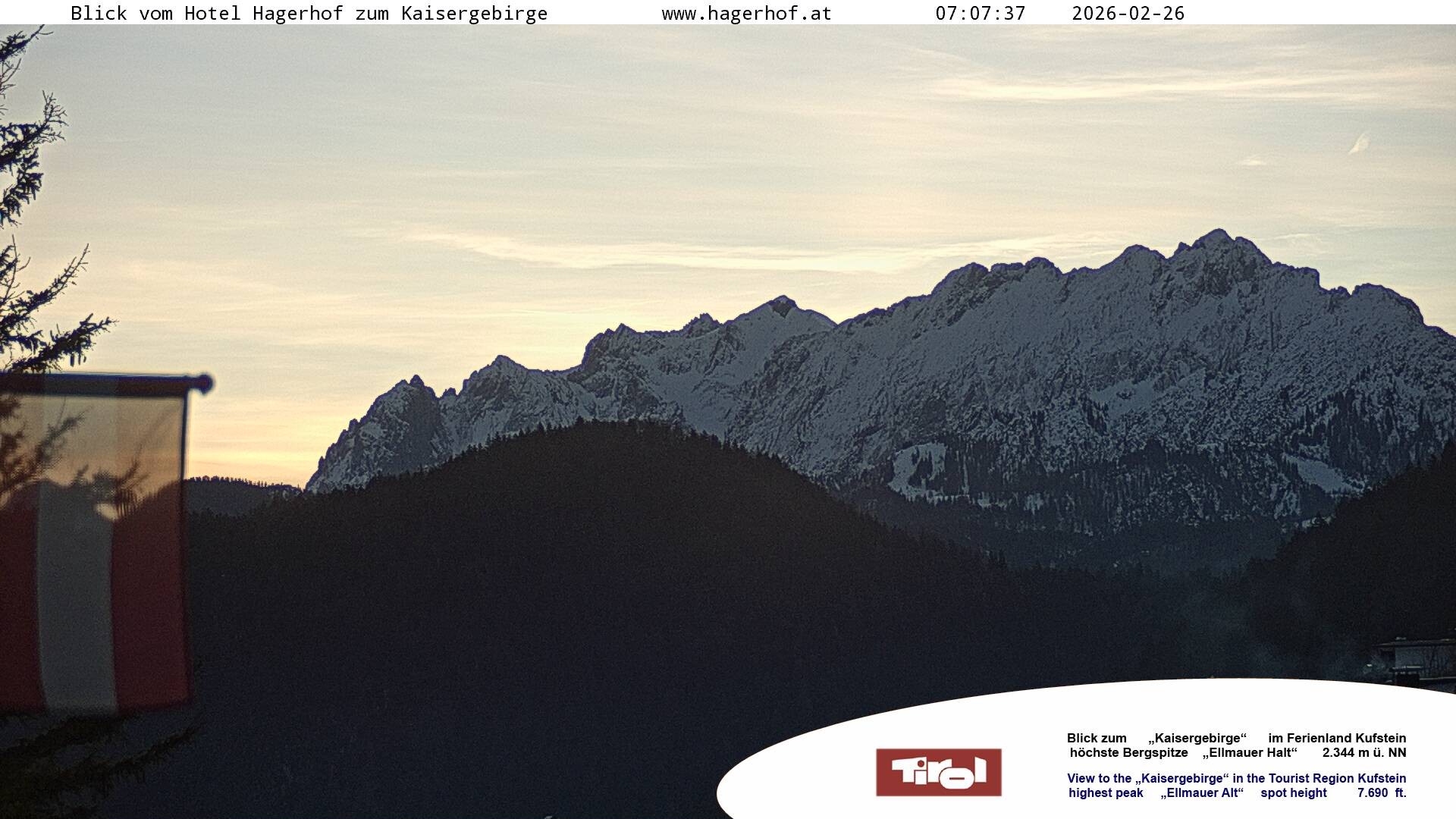 Archived image Webcam View to Kaisergebirge