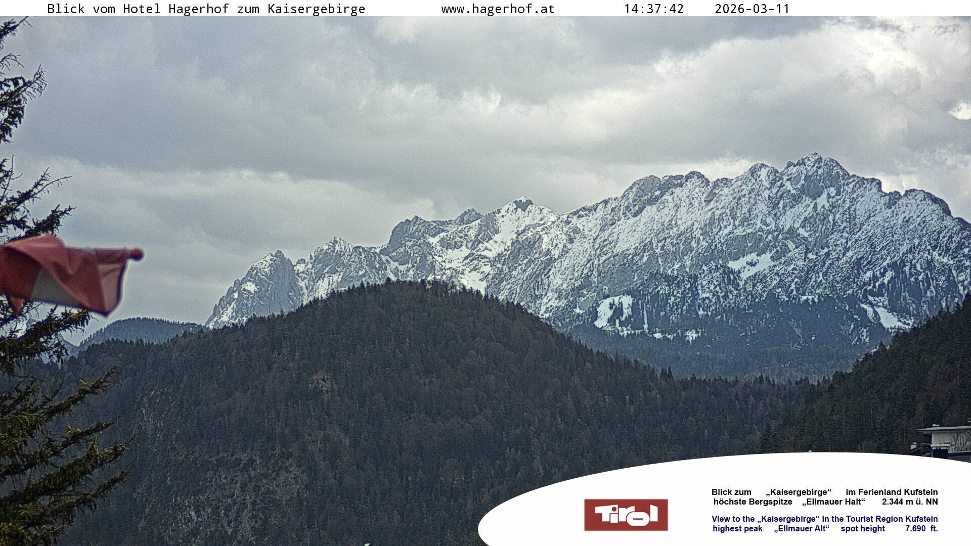 Archived image Webcam View to Kaisergebirge