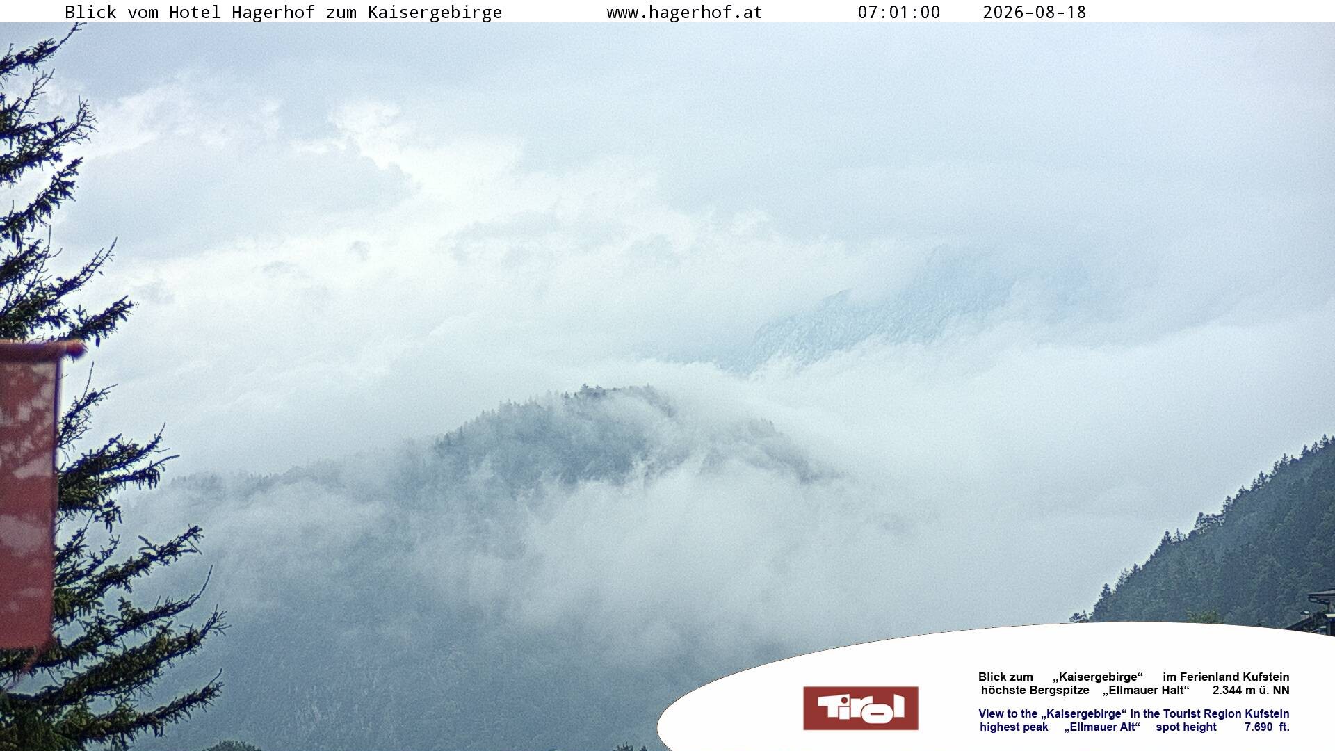 Archived image Webcam View to Kaisergebirge