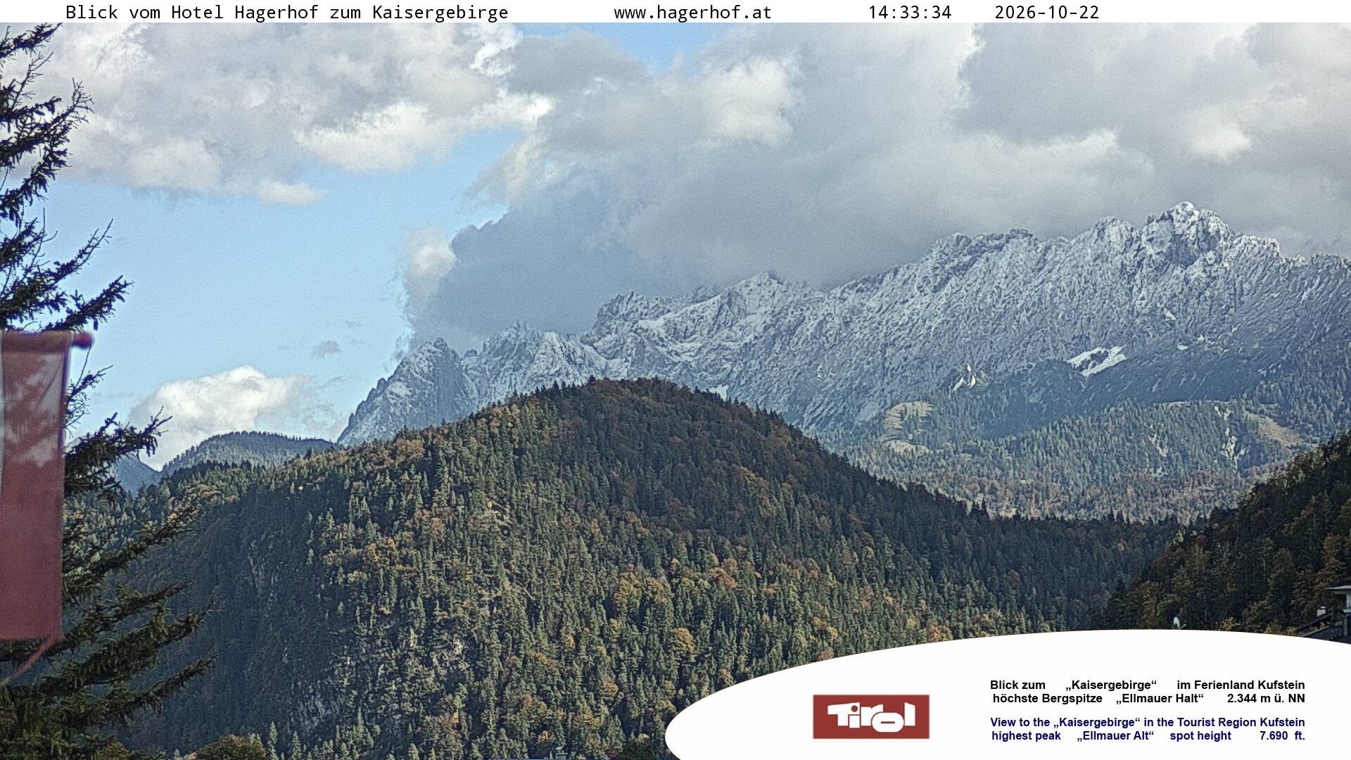 Archived image Webcam View to Kaisergebirge