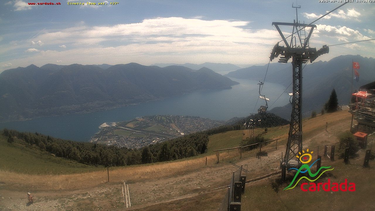 Archiv Foto Webcam Cardada Cimetta: Blick Sesselbahn